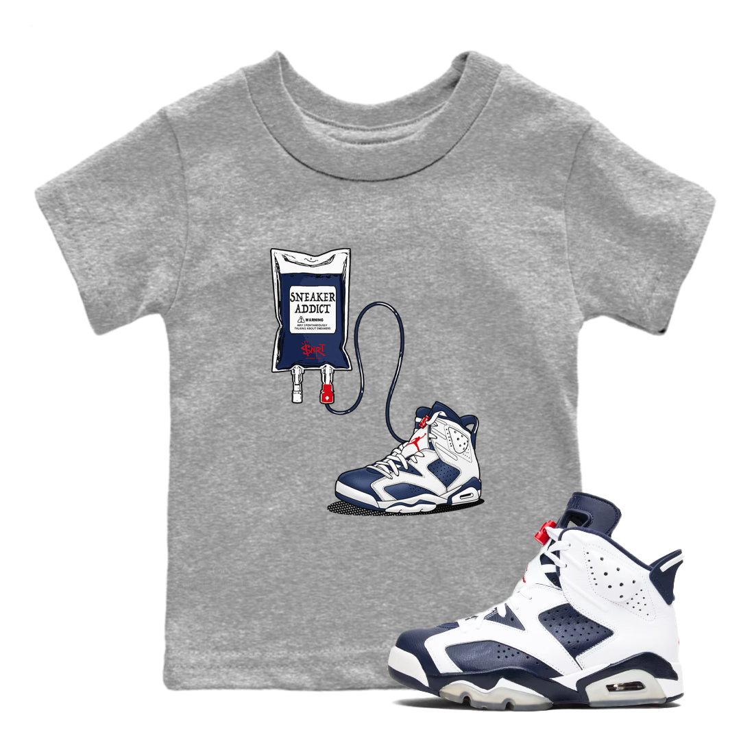 6s White And Midnight Navy shirts to match jordans Sneaker Therapy sneaker match tees Air Jordan 6 White And Midnight Navy Drip Gear Zone Youth Baby Heather Grey 1 crew neck shirts