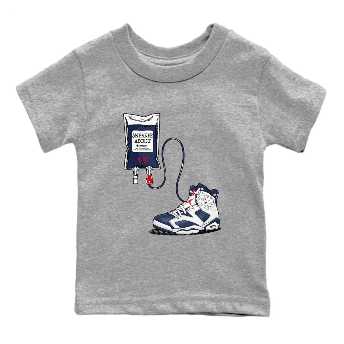 6s White And Midnight Navy shirts to match jordans Sneaker Therapy sneaker match tees Air Jordan 6 White And Midnight Navy Drip Gear Zone Youth Baby Heather Grey 2 crew neck shirts