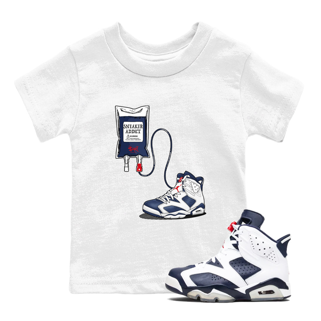 6s White And Midnight Navy shirts to match jordans Sneaker Therapy sneaker match tees Air Jordan 6 White And Midnight Navy Drip Gear Zone Youth Baby White 1 crew neck shirts