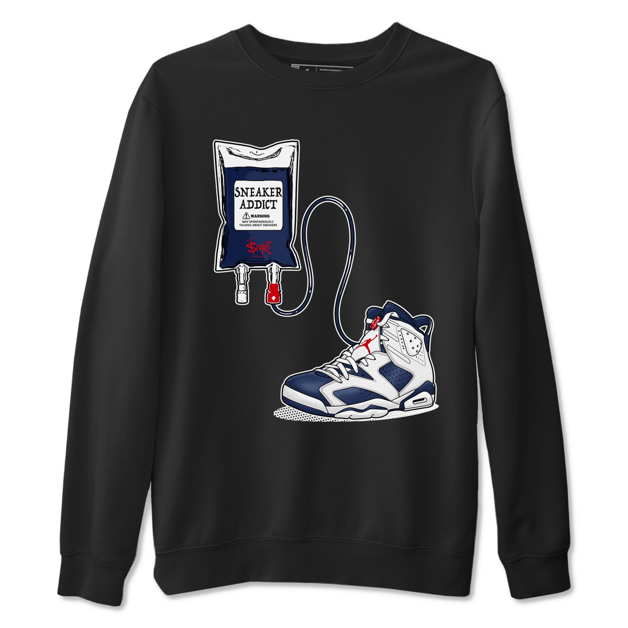 6s White And Midnight Navy shirts to match jordans Sneaker Therapy sneaker match tees Air Jordan 6 White And Midnight Navy Drip Gear Zone unisex cotton Black 2 crew neck shirts