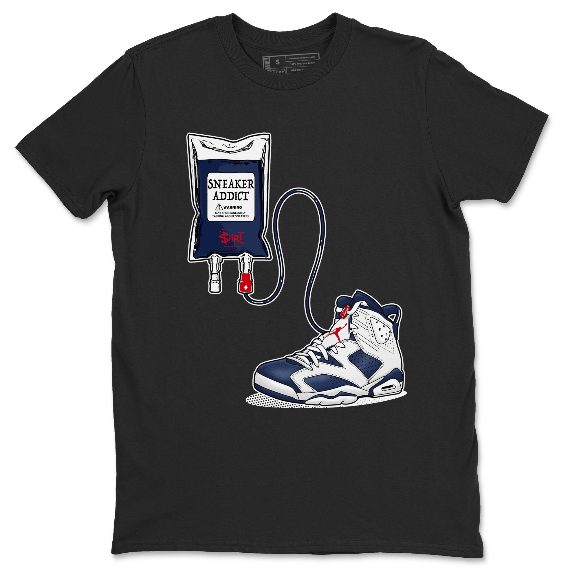 6s White And Midnight Navy shirts to match jordans Sneaker Therapy sneaker match tees Air Jordan 6 White And Midnight Navy Drip Gear Zone unisex cotton Black 2 crew neck shirts