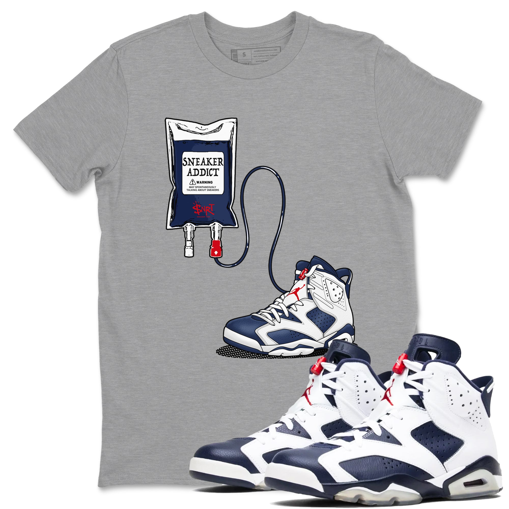 6s White And Midnight Navy shirts to match jordans Sneaker Therapy sneaker match tees Air Jordan 6 White And Midnight Navy Drip Gear Zone unisex cotton Heather Grey 1 crew neck shirts
