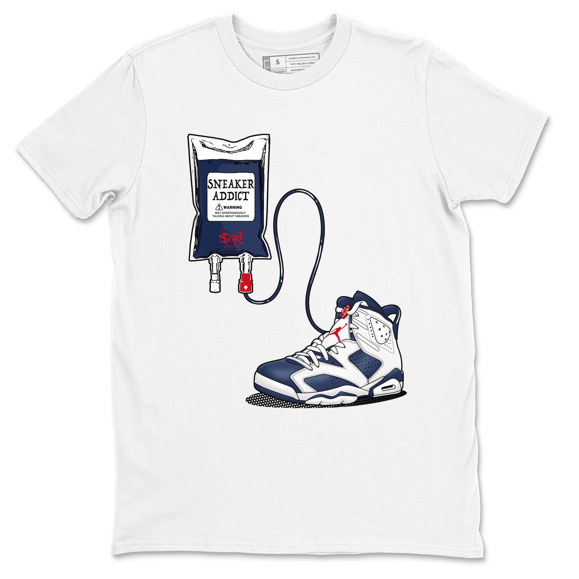 6s White And Midnight Navy shirts to match jordans Sneaker Therapy sneaker match tees Air Jordan 6 White And Midnight Navy Drip Gear Zone unisex cotton White 2 crew neck shirts