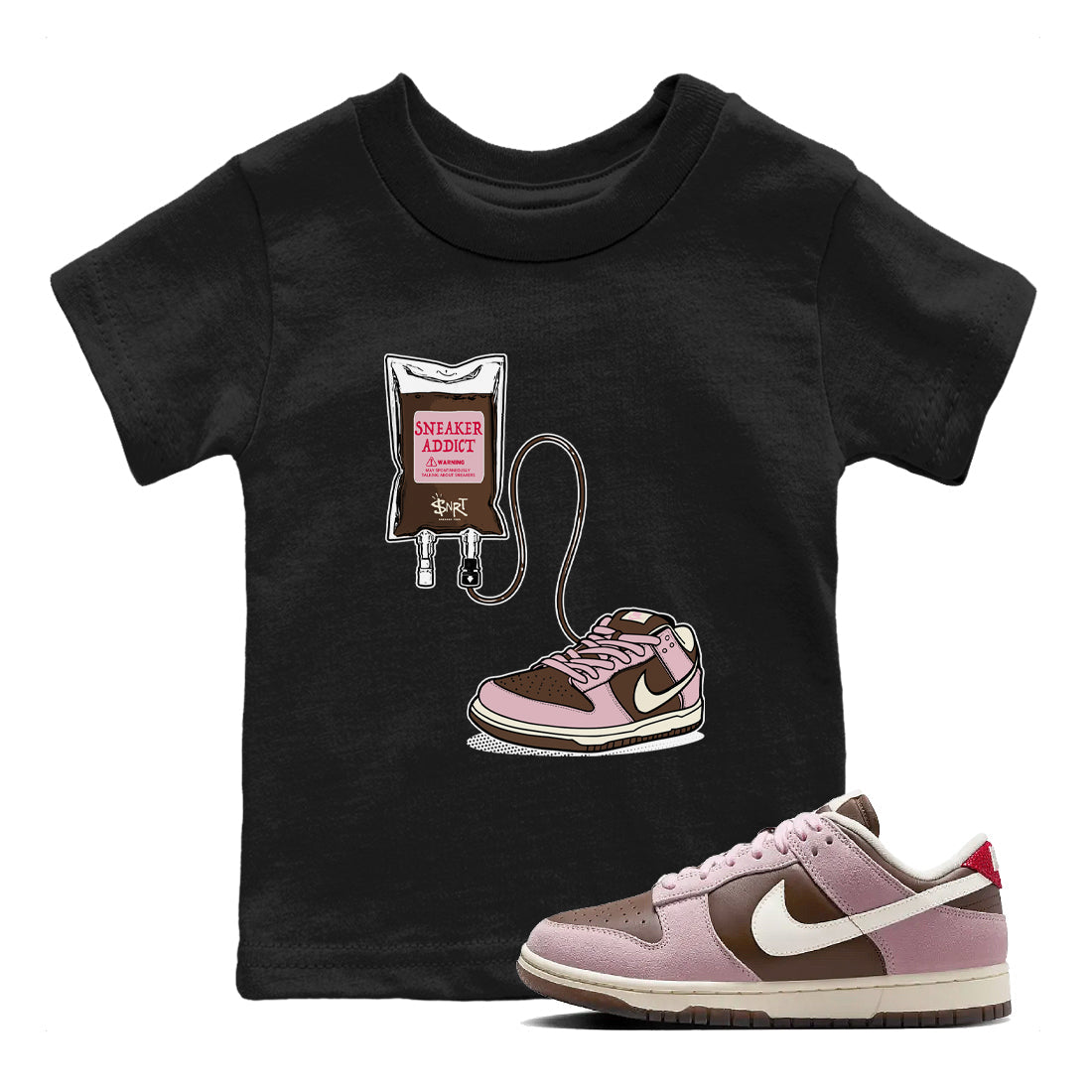 Dunk Cacao Wow And Pink Foam shirts to match jordans Sneaker Therapy sneaker match tees Dunk Cacao Wow And Pink Foam Drip Gear Zone Youth Baby Black 1 crew neck shirts