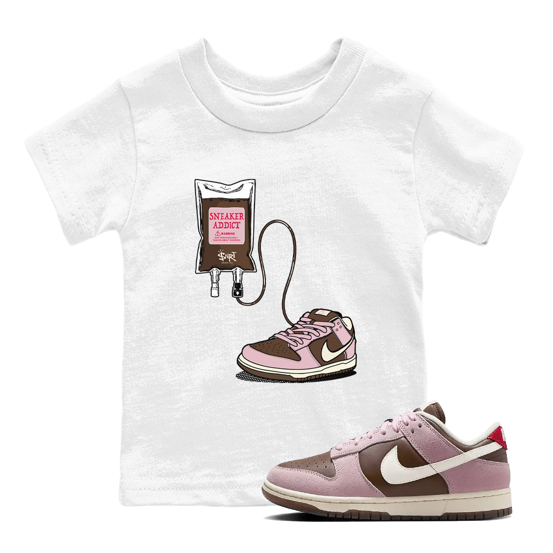 Dunk Cacao Wow And Pink Foam shirts to match jordans Sneaker Therapy sneaker match tees Dunk Cacao Wow And Pink Foam Drip Gear Zone Youth Baby White 1 crew neck shirts