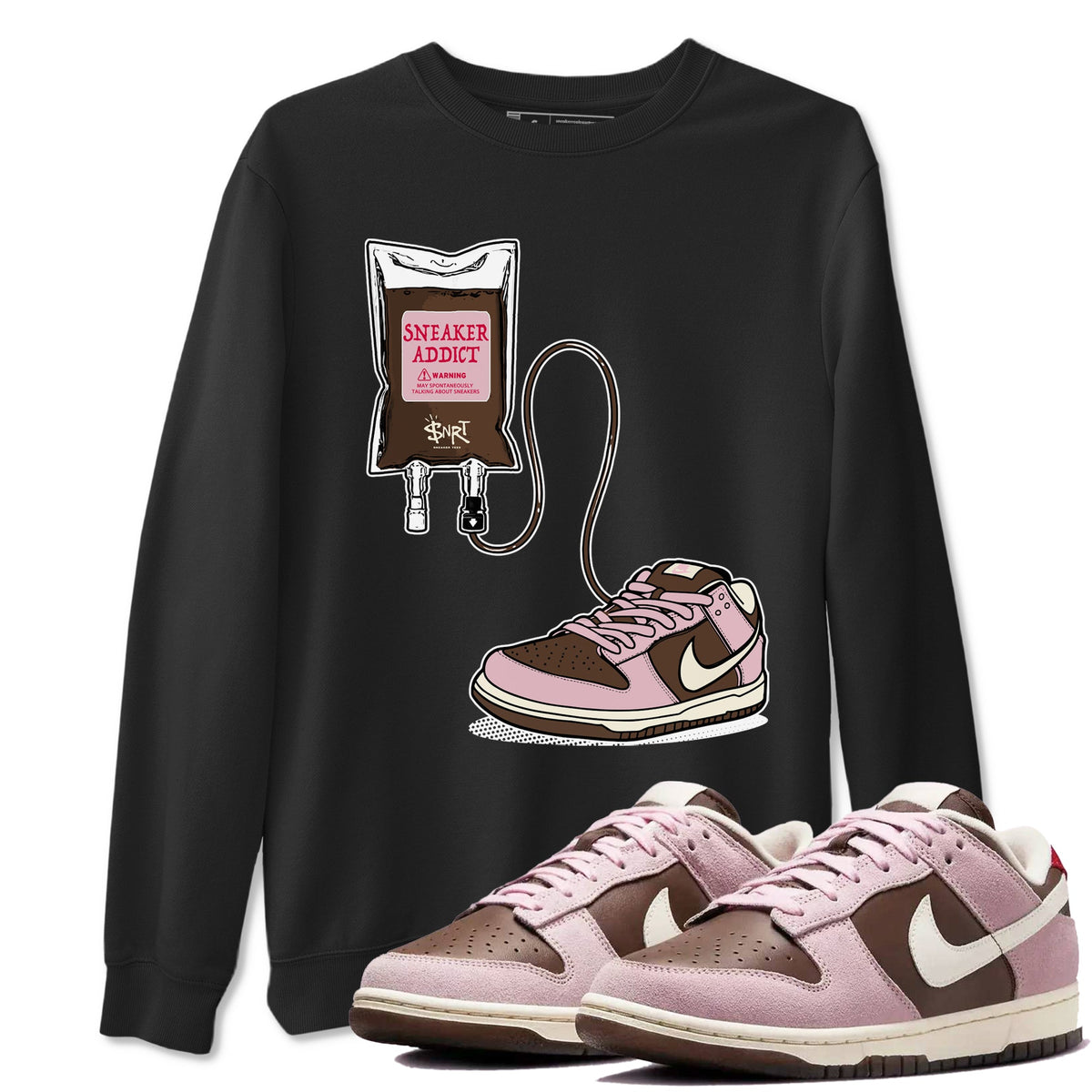 Dunk Cacao Wow And Pink Foam shirts to match jordans Sneaker Therapy sneaker match tees Dunk Cacao Wow And Pink Foam Drip Gear Zone unisex cotton Black 1 crew neck shirts