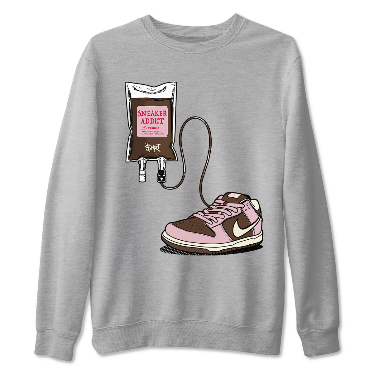 Dunk Cacao Wow And Pink Foam shirts to match jordans Sneaker Therapy sneaker match tees Dunk Cacao Wow And Pink Foam Drip Gear Zone unisex cotton Heather Grey 2 crew neck shirts