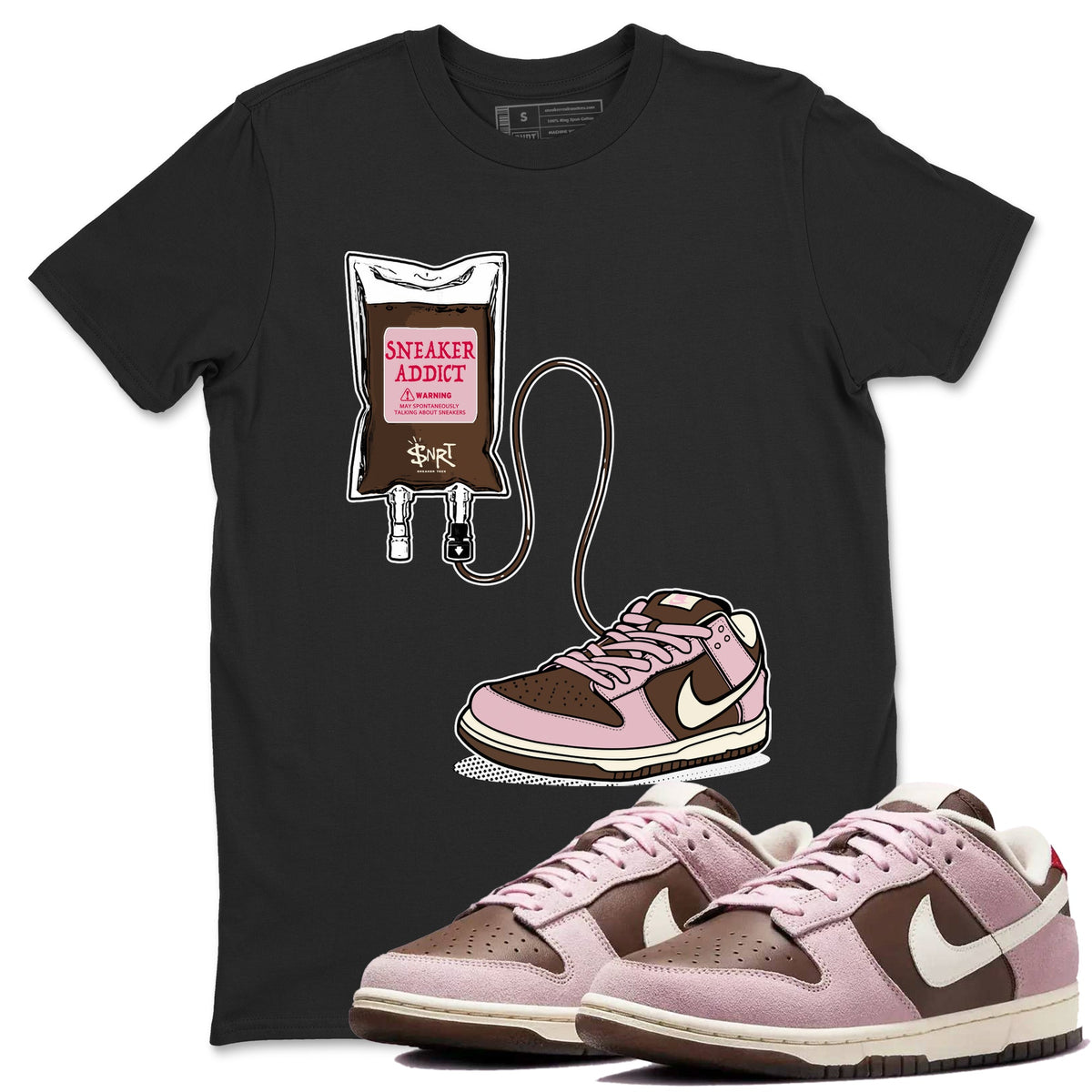 Dunk Cacao Wow And Pink Foam shirts to match jordans Sneaker Therapy sneaker match tees Dunk Cacao Wow And Pink Foam Drip Gear Zone unisex cotton Black 1 crew neck shirts