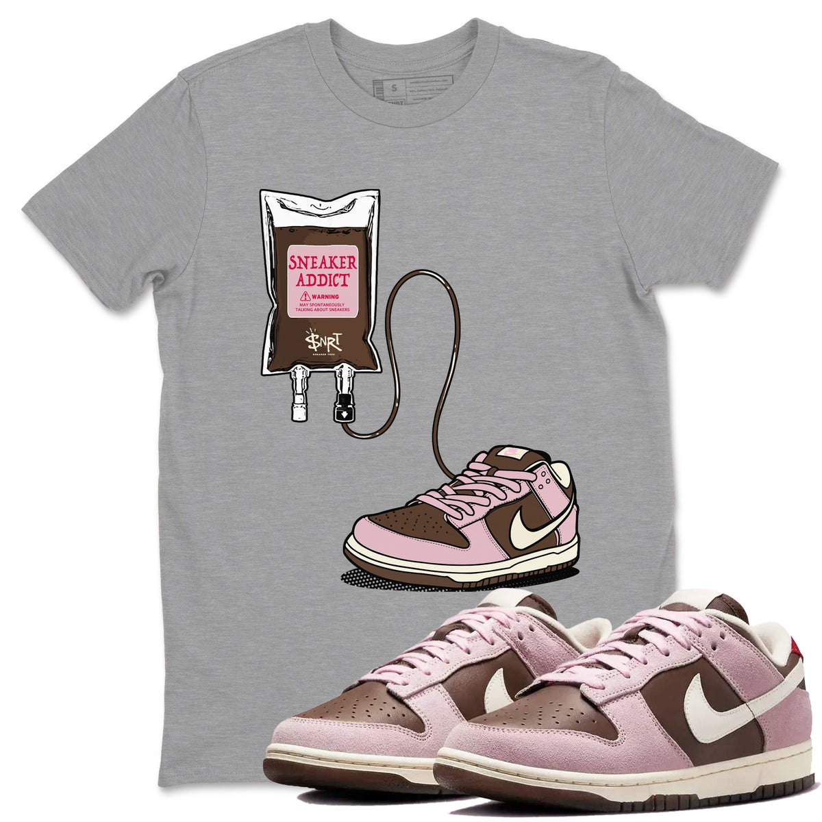 Dunk Cacao Wow And Pink Foam shirts to match jordans Sneaker Therapy sneaker match tees Dunk Cacao Wow And Pink Foam Drip Gear Zone unisex cotton Heather Grey 1 crew neck shirts