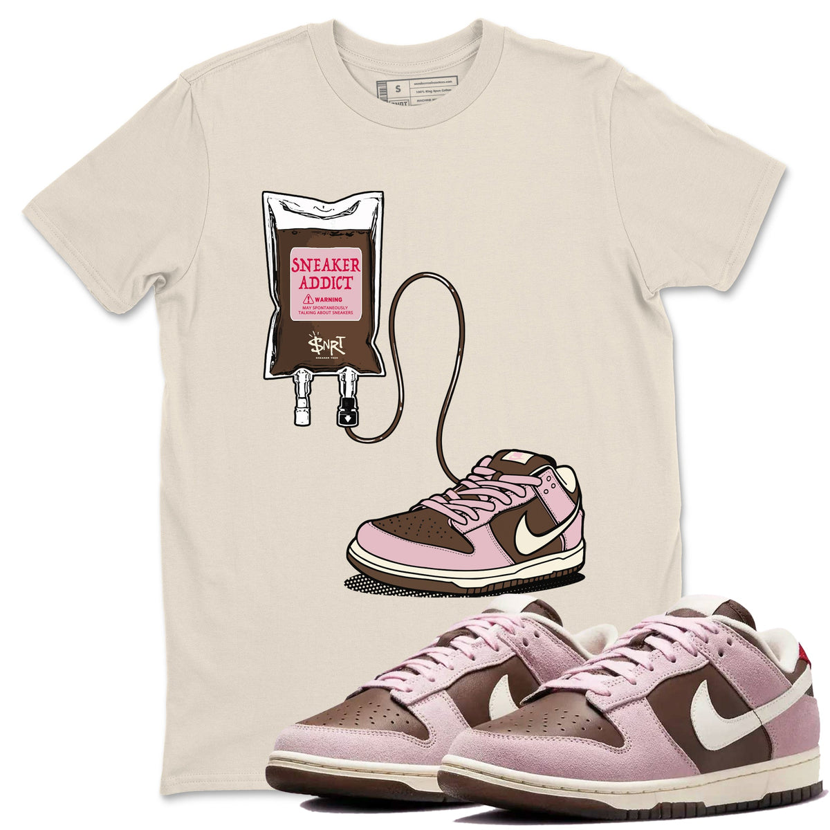 Dunk Cacao Wow And Pink Foam shirts to match jordans Sneaker Therapy sneaker match tees Dunk Cacao Wow And Pink Foam Drip Gear Zone unisex cotton Natural 1 crew neck shirts