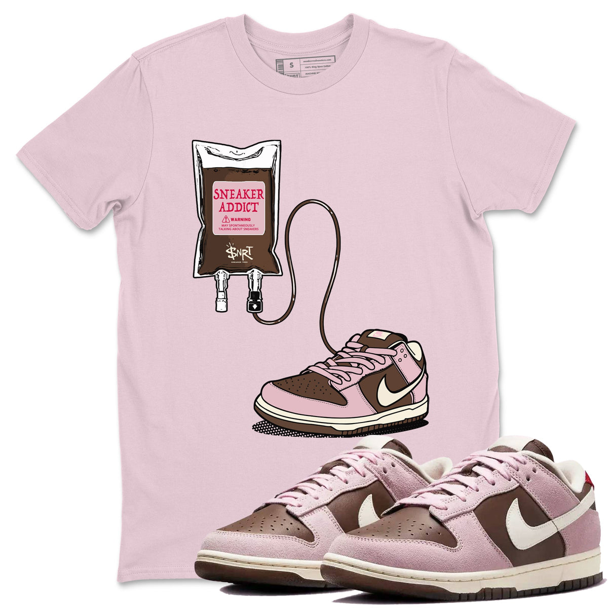 Dunk Cacao Wow And Pink Foam shirts to match jordans Sneaker Therapy sneaker match tees Dunk Cacao Wow And Pink Foam Drip Gear Zone unisex cotton Pink 1 crew neck shirts
