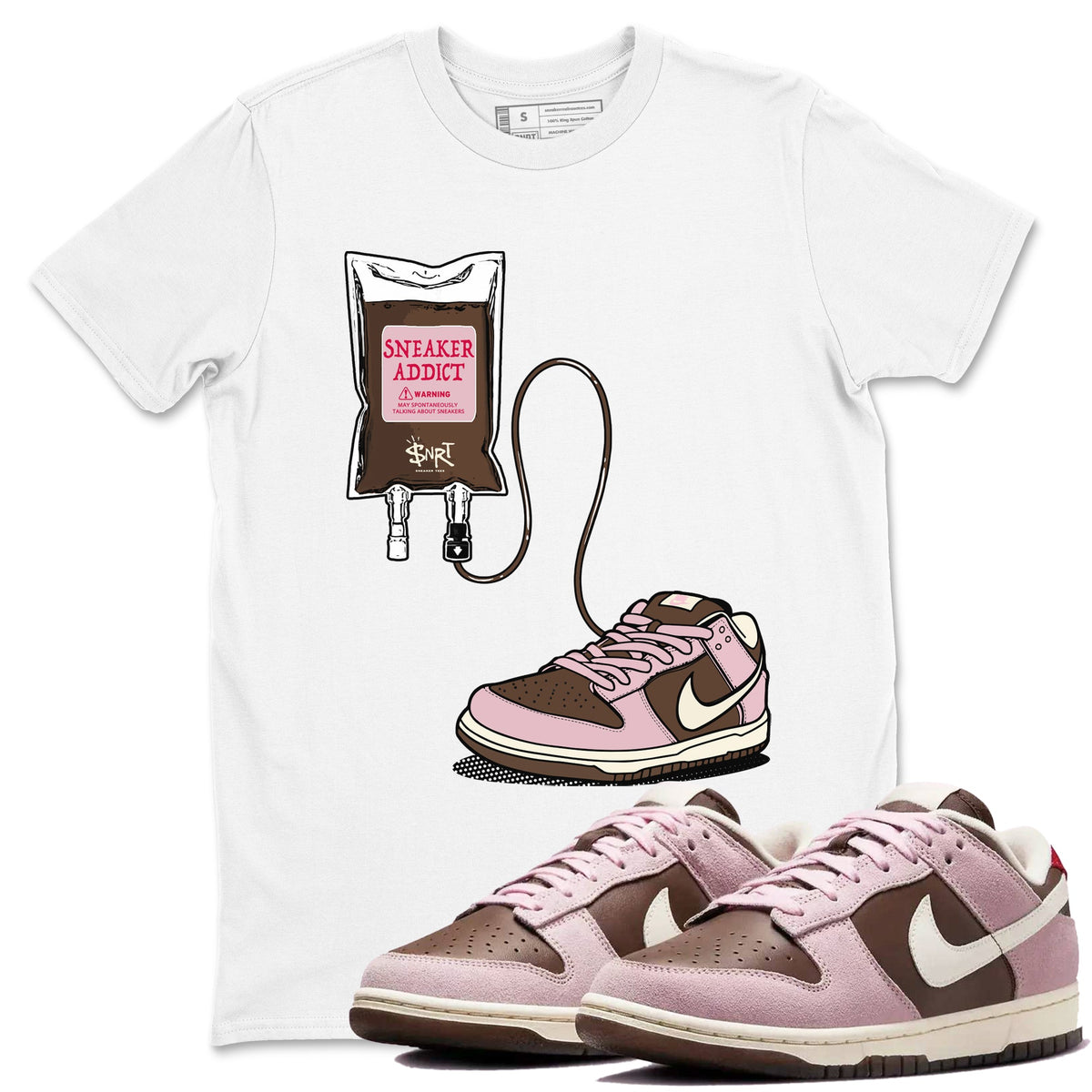 Dunk Cacao Wow And Pink Foam shirts to match jordans Sneaker Therapy sneaker match tees Dunk Cacao Wow And Pink Foam Drip Gear Zone unisex cotton White 1 crew neck shirts