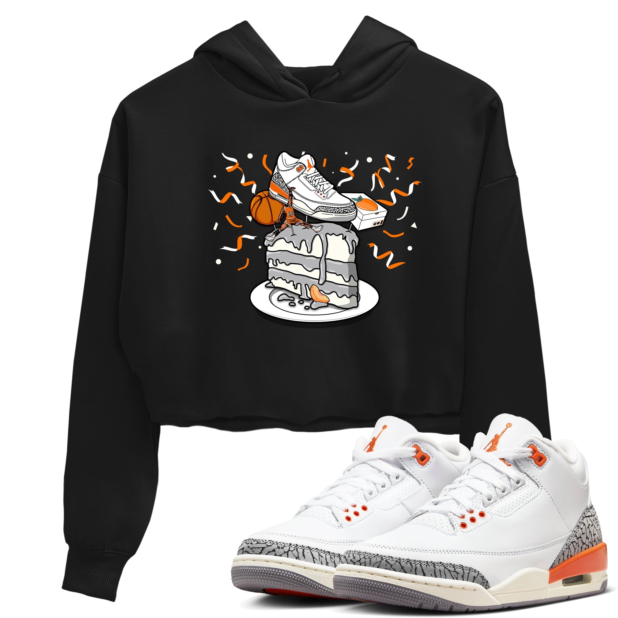 3s Georgia Peach shirt to match jordans Sneaker Topper sneaker tees Air Jordan 3 Georgia Peach Drip Gear Zone Black 1 crop length shirt