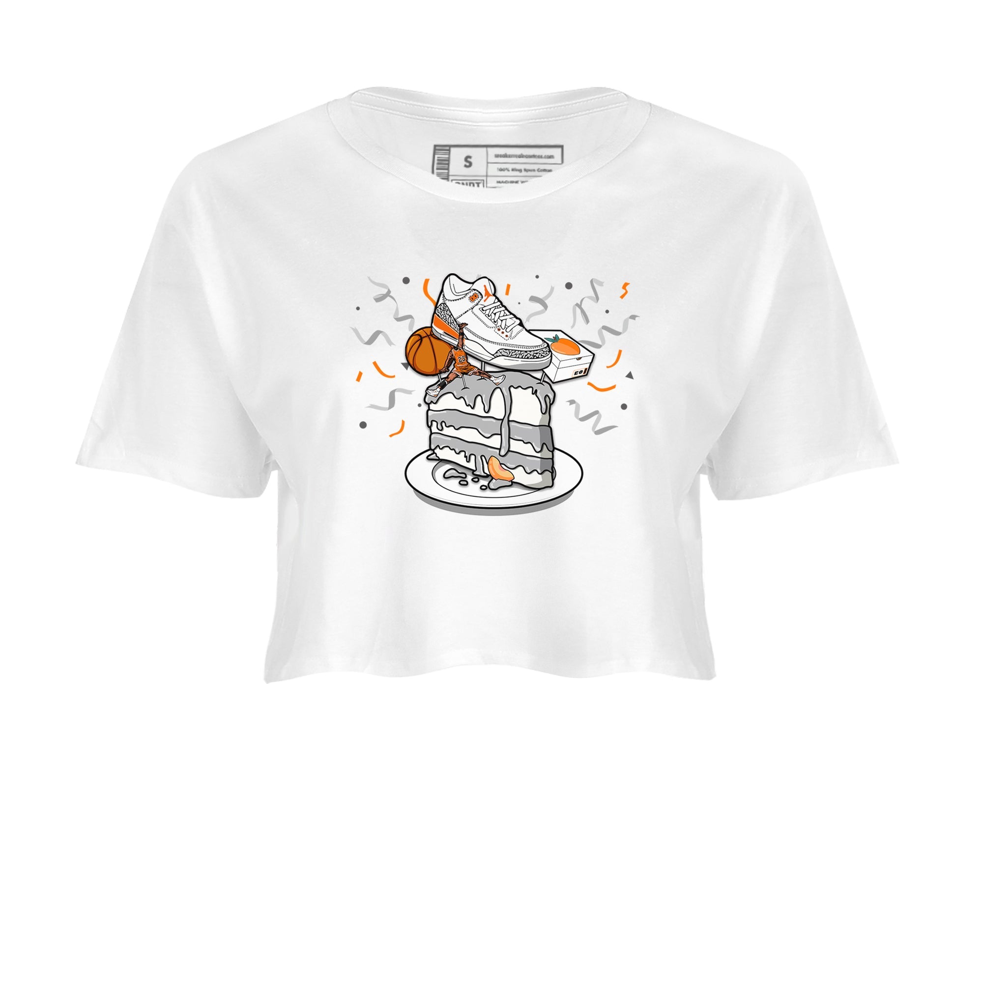 3s Georgia Peach shirt to match jordans Sneaker Topper sneaker tees Air Jordan 3 Georgia Peach Drip Gear Zone White 2 crop length shirt