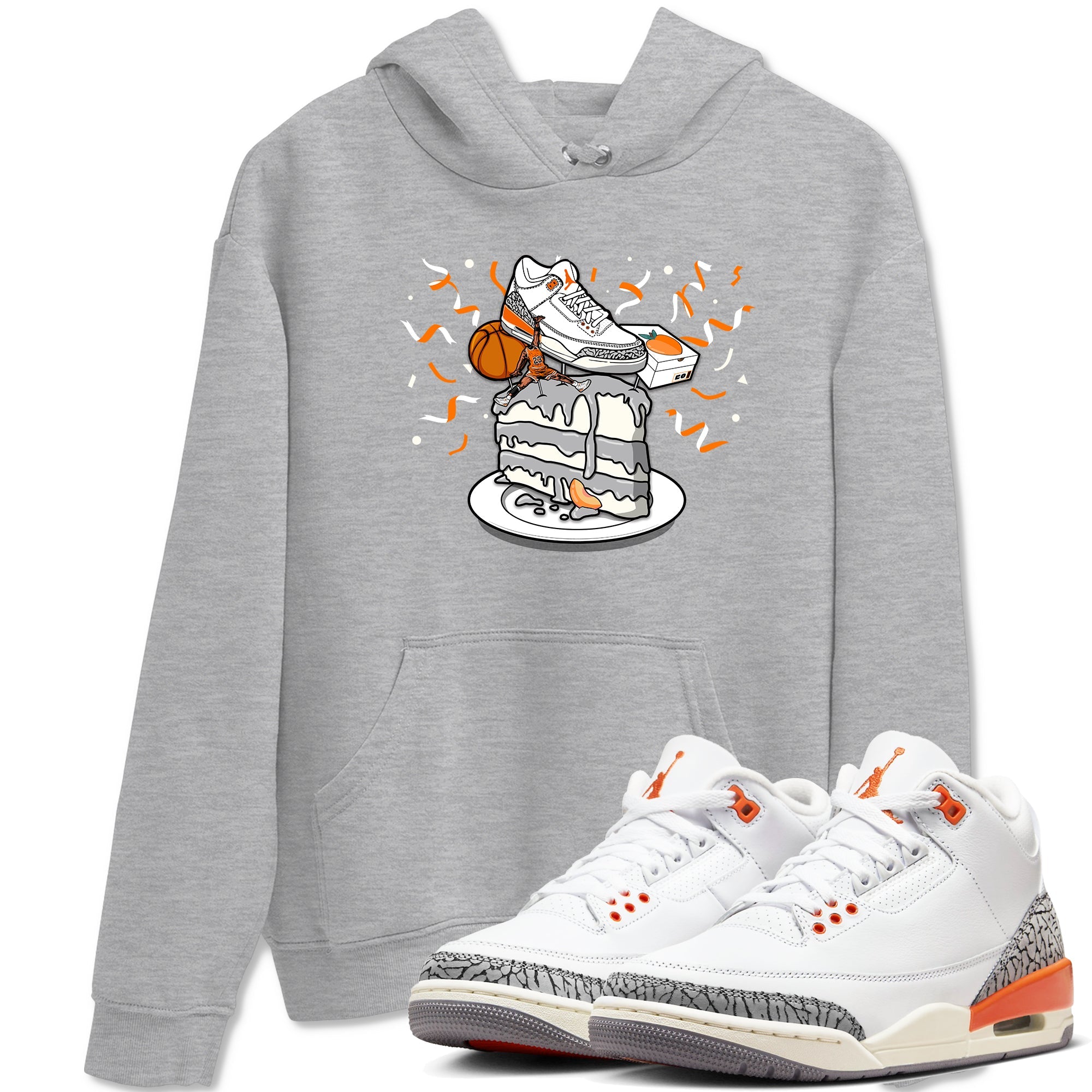 3s Georgia Peach shirt to match jordans Sneaker Topper sneaker tees Air Jordan 3 Georgia Peach Drip Gear Zone unisex cotton Heather Grey 1 crew neck shirt