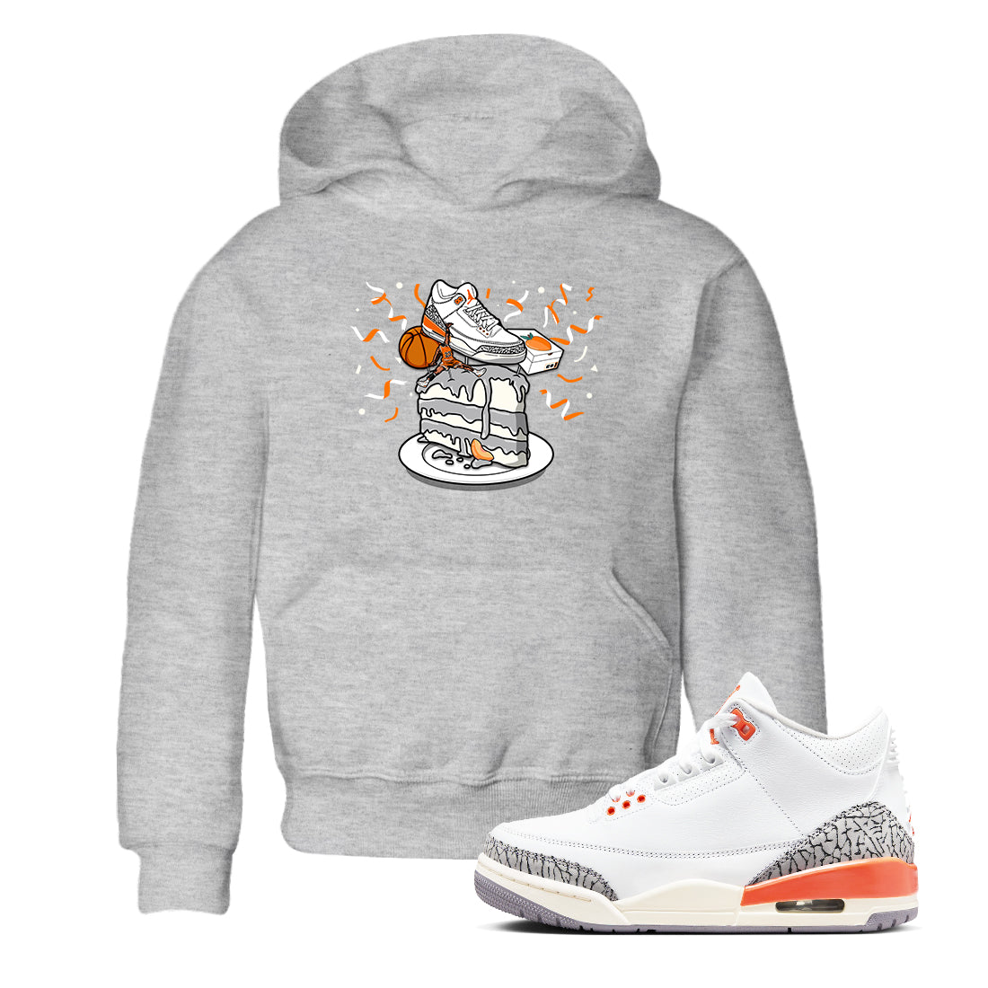 3s Georgia Peach shirt to match jordans Sneaker Topper sneaker tees Air Jordan 3 Georgia Peach Drip Gear Zone baby toddler Heather Grey 1 cotton Shirt