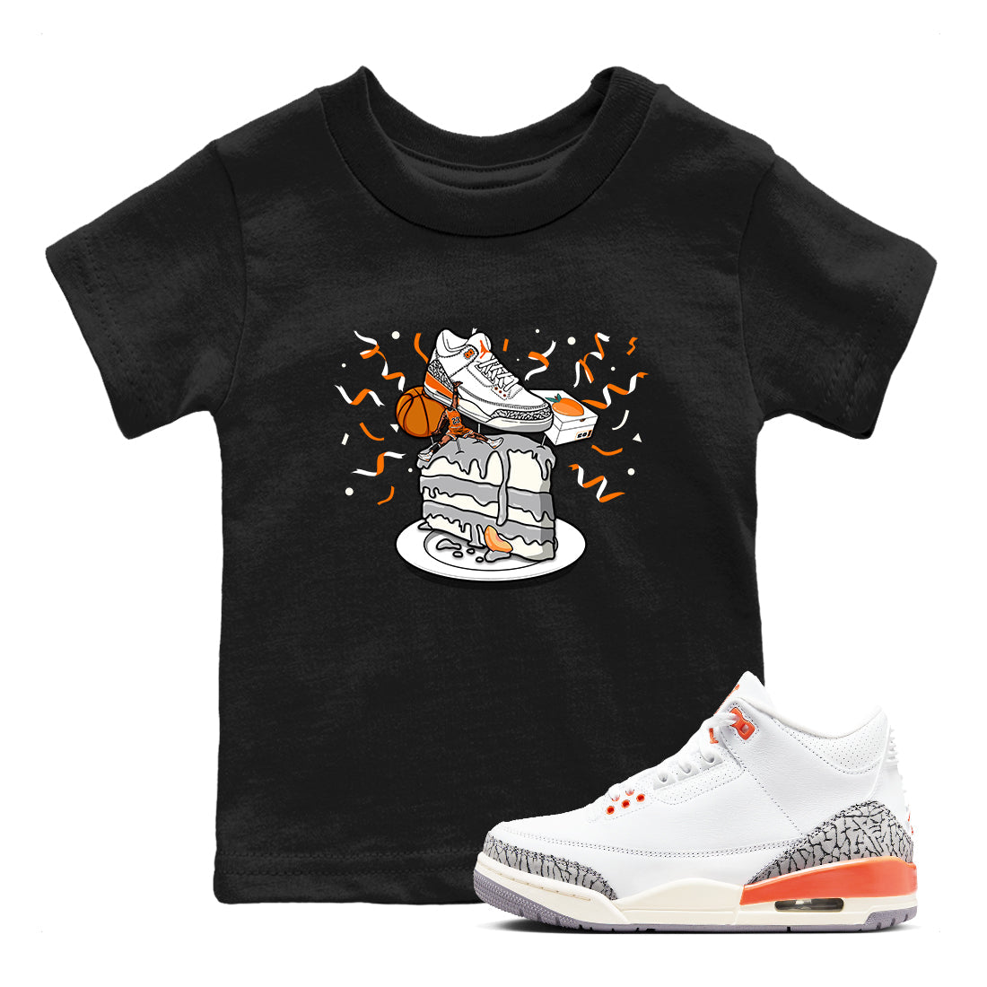 3s Georgia Peach shirt to match jordans Sneaker Topper sneaker tees Air Jordan 3 Georgia Peach Drip Gear Zone baby toddler Black 1 cotton Shirt