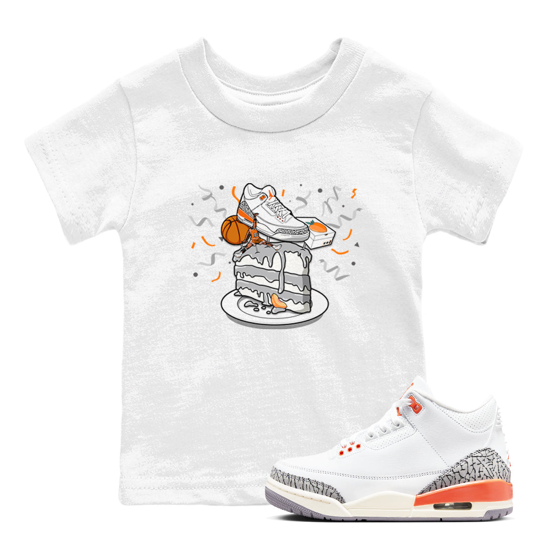 3s Georgia Peach shirt to match jordans Sneaker Topper sneaker tees Air Jordan 3 Georgia Peach Drip Gear Zone baby toddler White 1 cotton Shirt