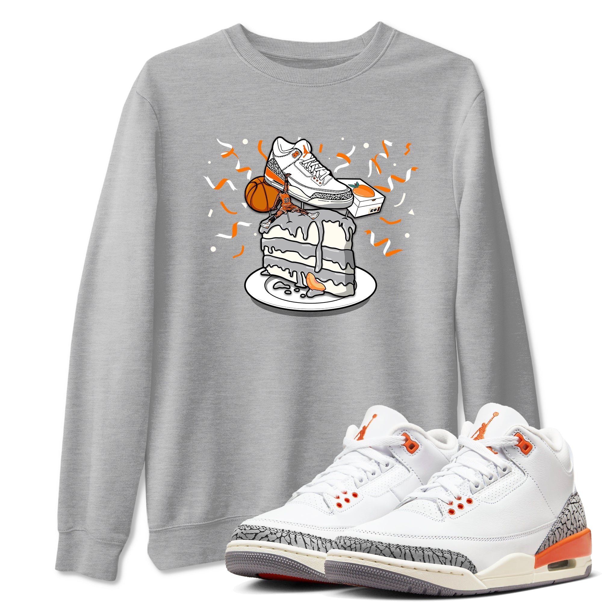 3s Georgia Peach shirt to match jordans Sneaker Topper sneaker tees Air Jordan 3 Georgia Peach Drip Gear Zone unisex cotton Heather Grey 1 crew neck shirt