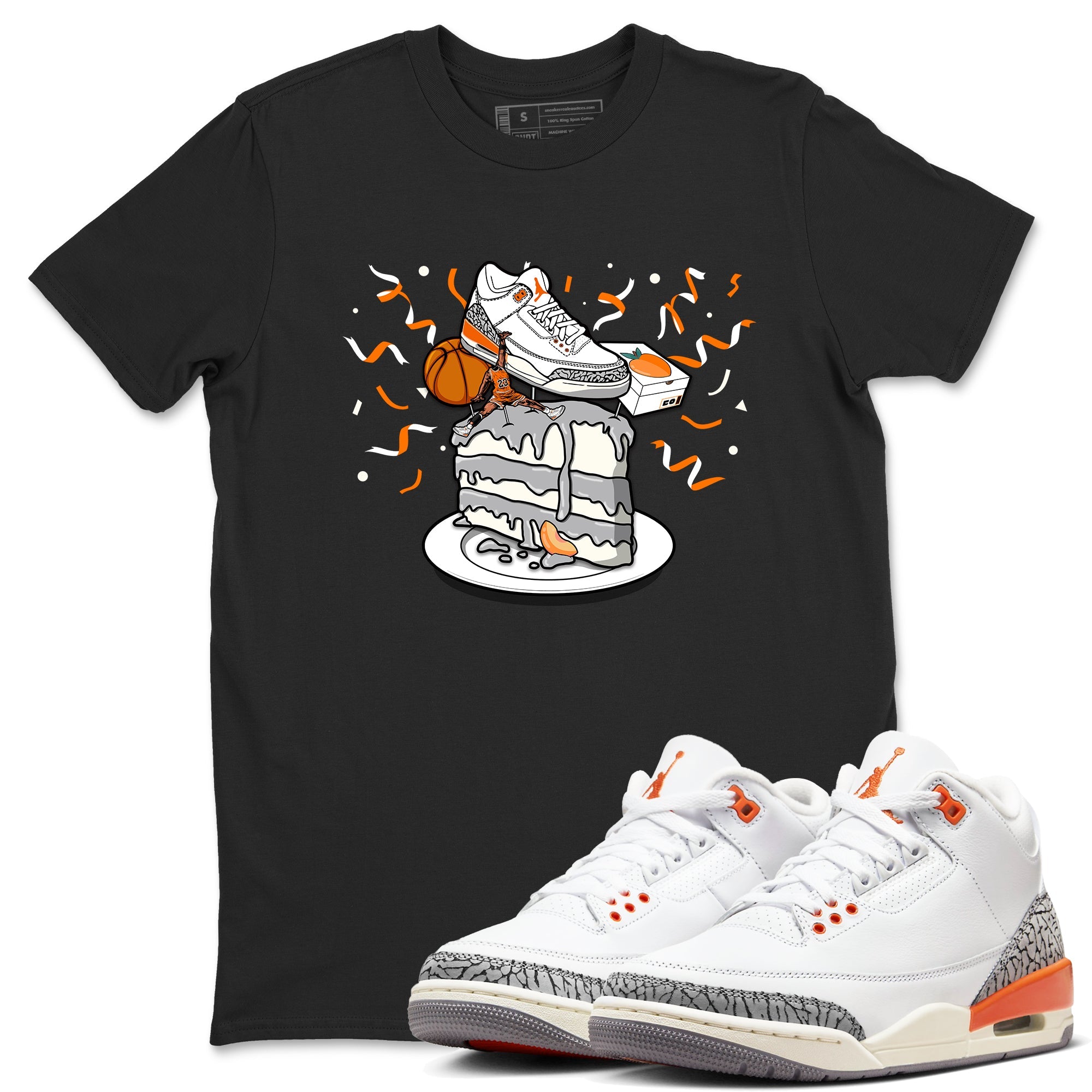 3s Georgia Peach shirt to match jordans Sneaker Topper sneaker tees Air Jordan 3 Georgia Peach Drip Gear Zone unisex cotton Black 1 crew neck shirt