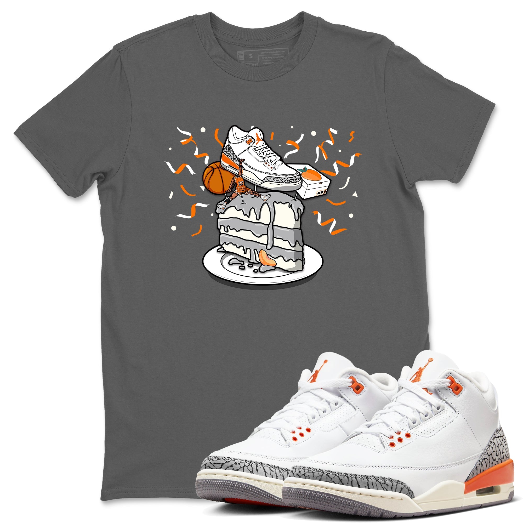 3s Georgia Peach shirt to match jordans Sneaker Topper sneaker tees Air Jordan 3 Georgia Peach Drip Gear Zone unisex cotton Cool Grey 1 crew neck shirt