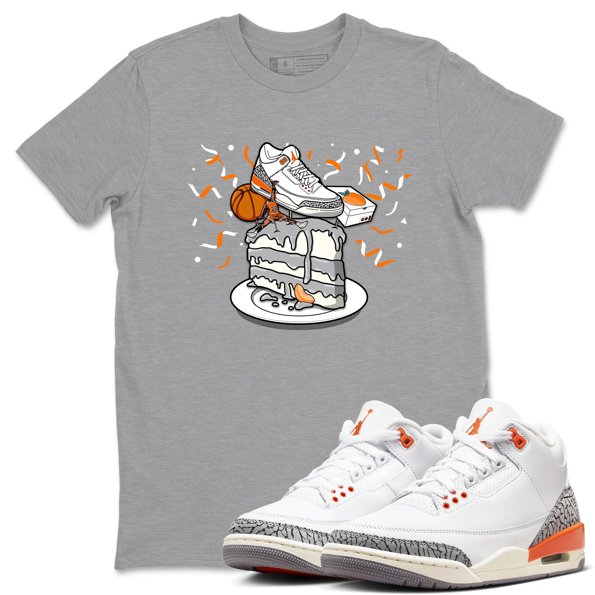 3s Georgia Peach shirt to match jordans Sneaker Topper sneaker tees Air Jordan 3 Georgia Peach Drip Gear Zone unisex cotton Heather Grey 1 crew neck shirt
