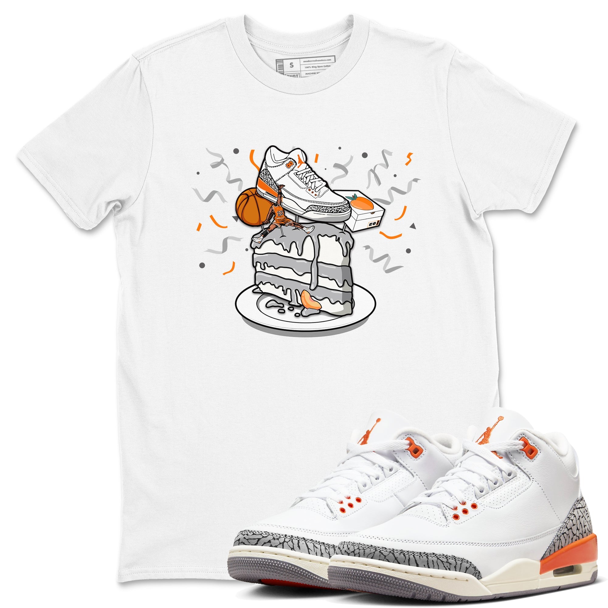 3s Georgia Peach shirt to match jordans Sneaker Topper sneaker tees Air Jordan 3 Georgia Peach Drip Gear Zone unisex cotton White 1 crew neck shirt