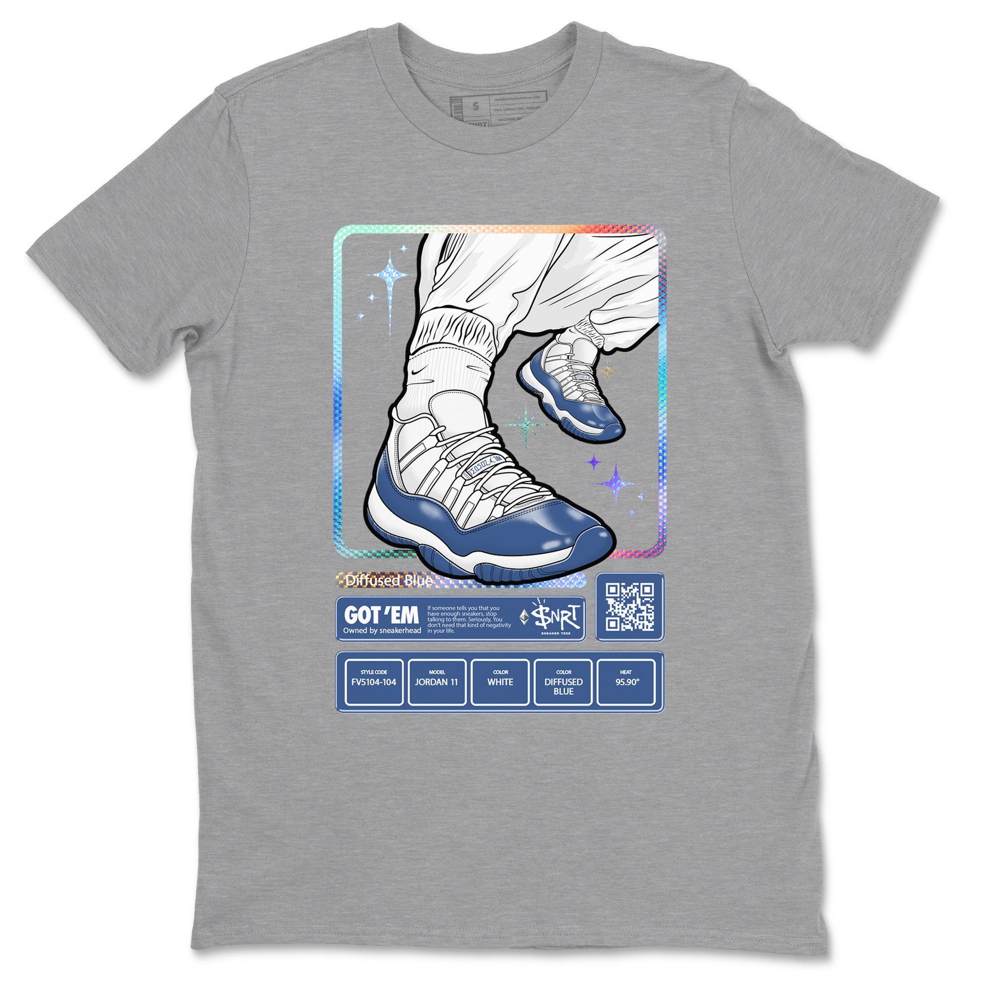 11s Diffused Blue shirts to match jordans Sneaker Trading Card sneaker match tees Air Jordan 11 Diffused Blue Drip Gear Zone unisex cotton Heather Grey 2 crew neck shirts