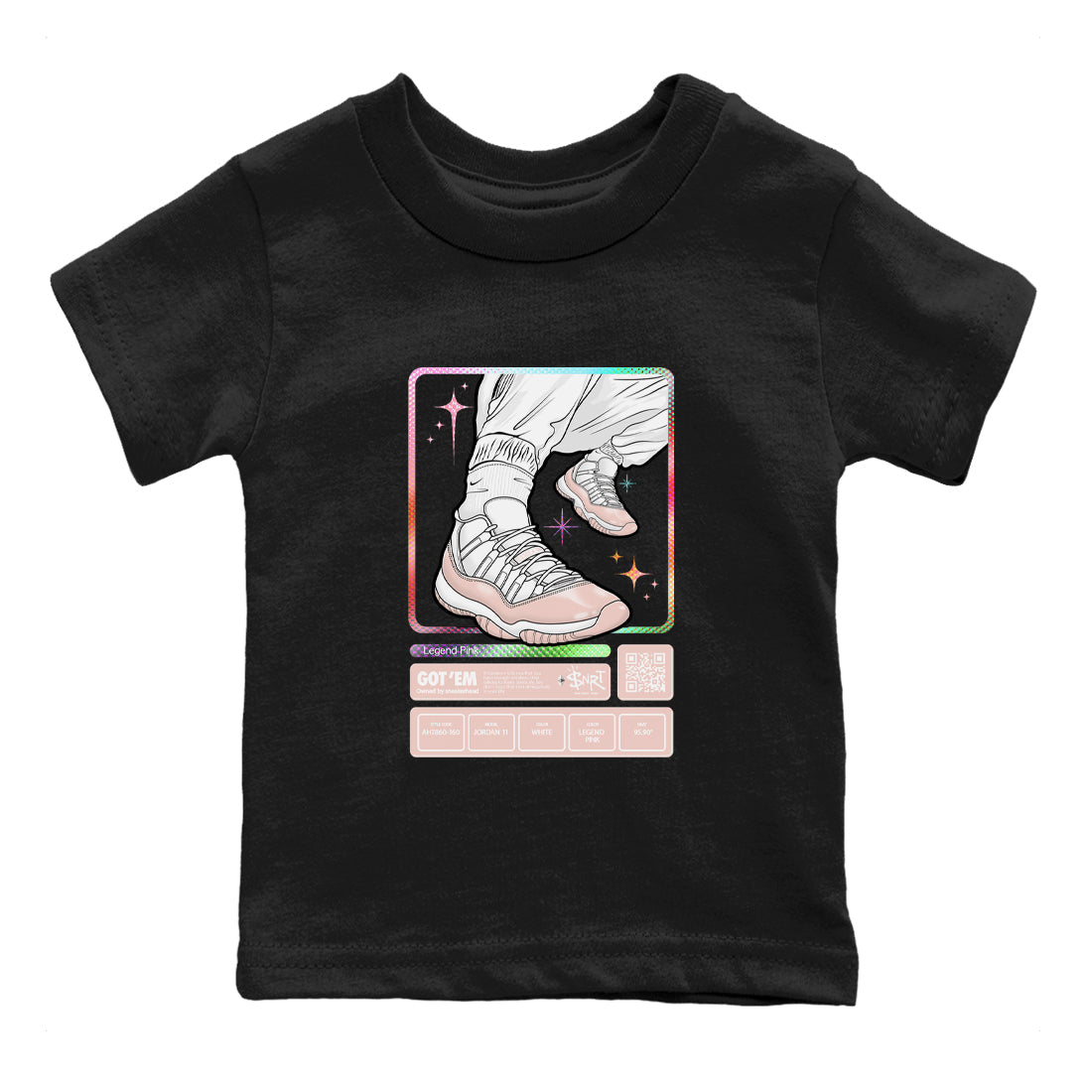 Air Jordan 11 Low Legend Pink shirts to match jordans Sneaker Trading Card sneaker match tees 11s Legend Pink Drip Gear Zone streetwear brand Baby and Youth Black 2 cotton tee