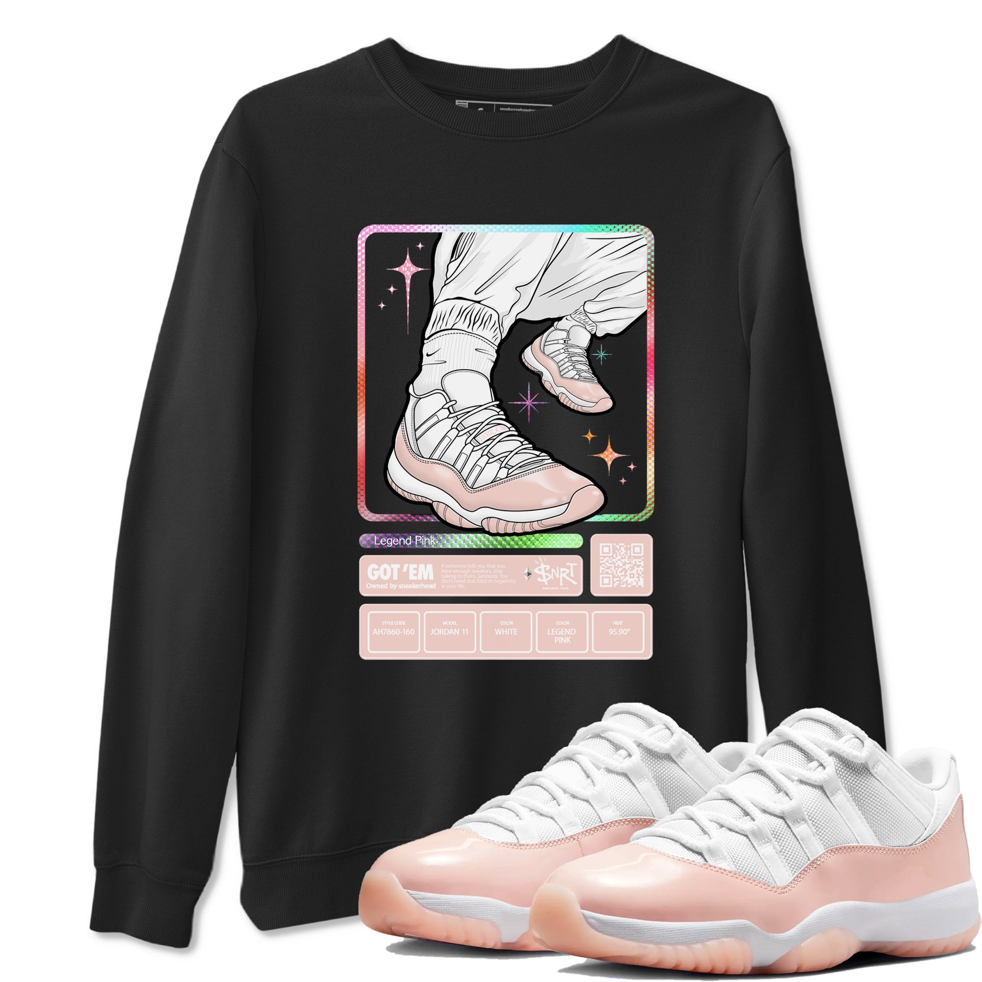 Air Jordan 11 Low Legend Pink shirts to match jordans Sneaker Trading Card sneaker match tees 11s Legend Pink Drip Gear Zone streetwear brand Black 1 unisex cotton tee