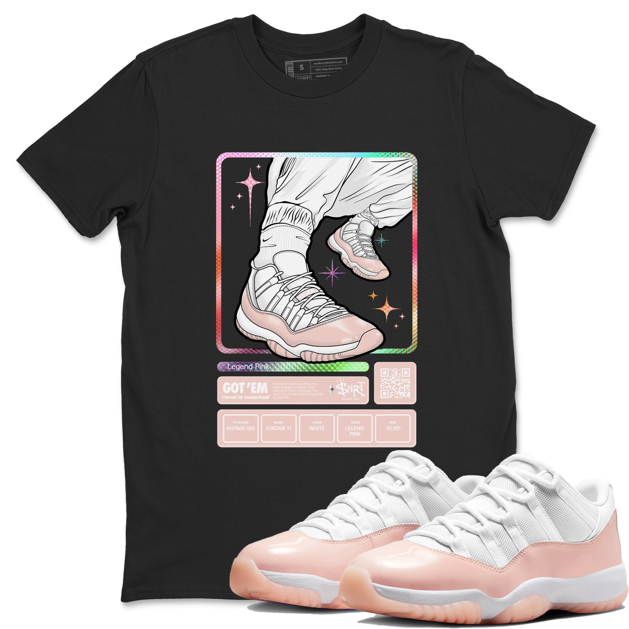Air Jordan 11 Low Legend Pink shirts to match jordans Sneaker Trading Card sneaker match tees 11s Legend Pink Drip Gear Zone streetwear brand Black 1 unisex cotton tee