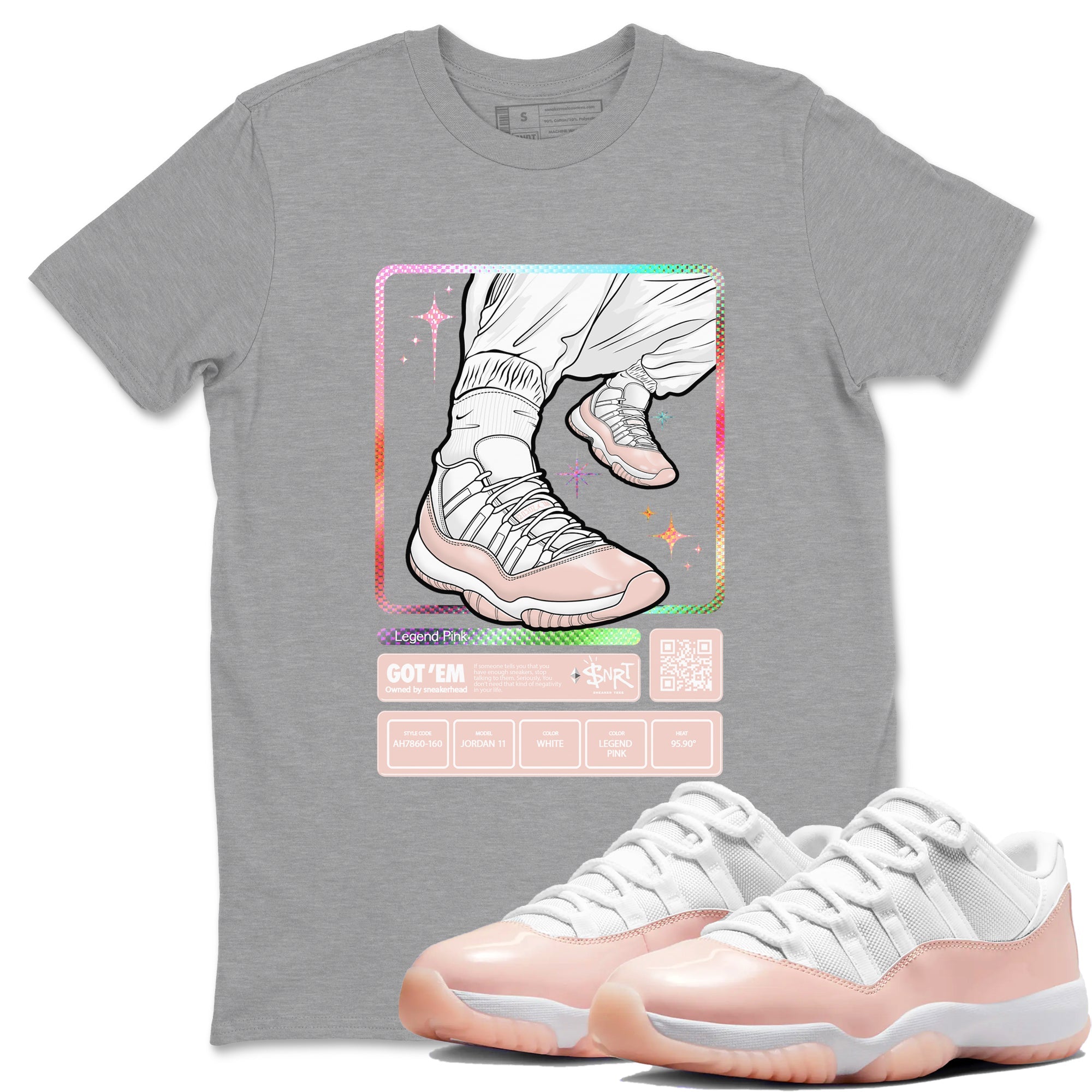 Air Jordan 11 Low Legend Pink shirts to match jordans Sneaker Trading Card sneaker match tees 11s Legend Pink Drip Gear Zone streetwear brand Heather Grey 1 unisex cotton tee