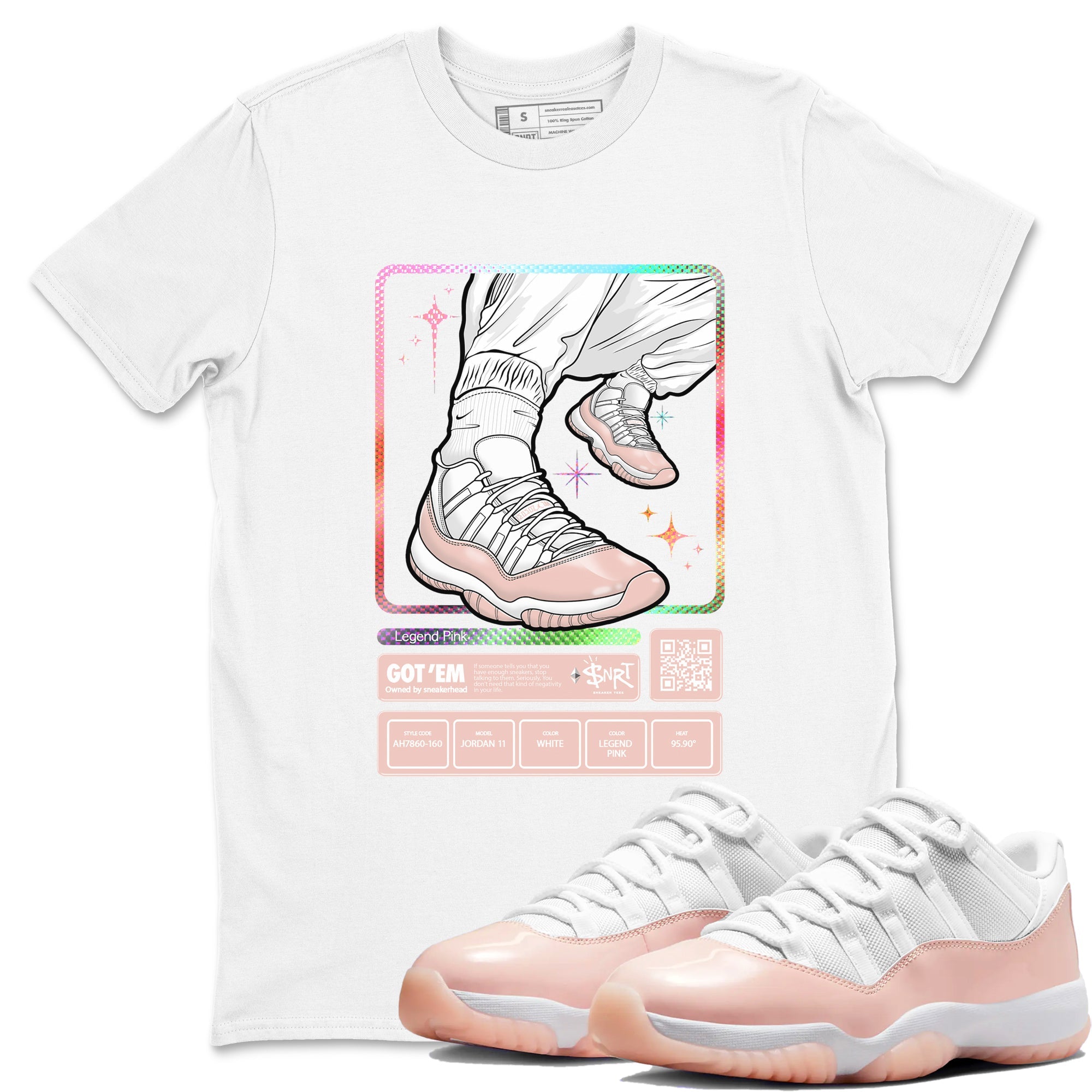 Air Jordan 11 Low Legend Pink shirts to match jordans Sneaker Trading Card sneaker match tees 11s Legend Pink Drip Gear Zone streetwear brand White 1 unisex cotton tee