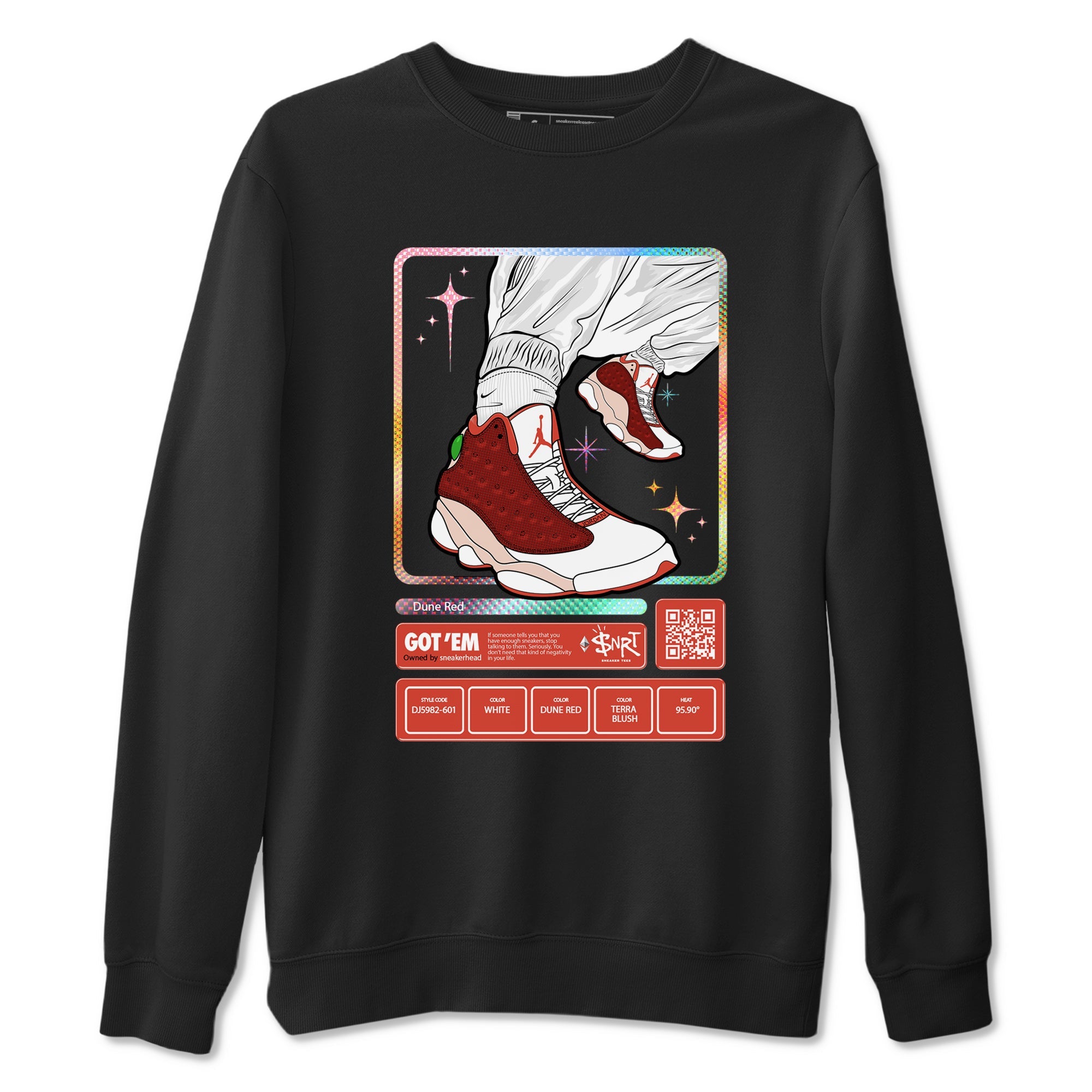 13s Dune Red shirts to match jordans Sneaker Trading Card sneaker match tees Air Jordan 13 Dune Red Drip Gear Zone streetwear brand Black 2 unisex cotton tee