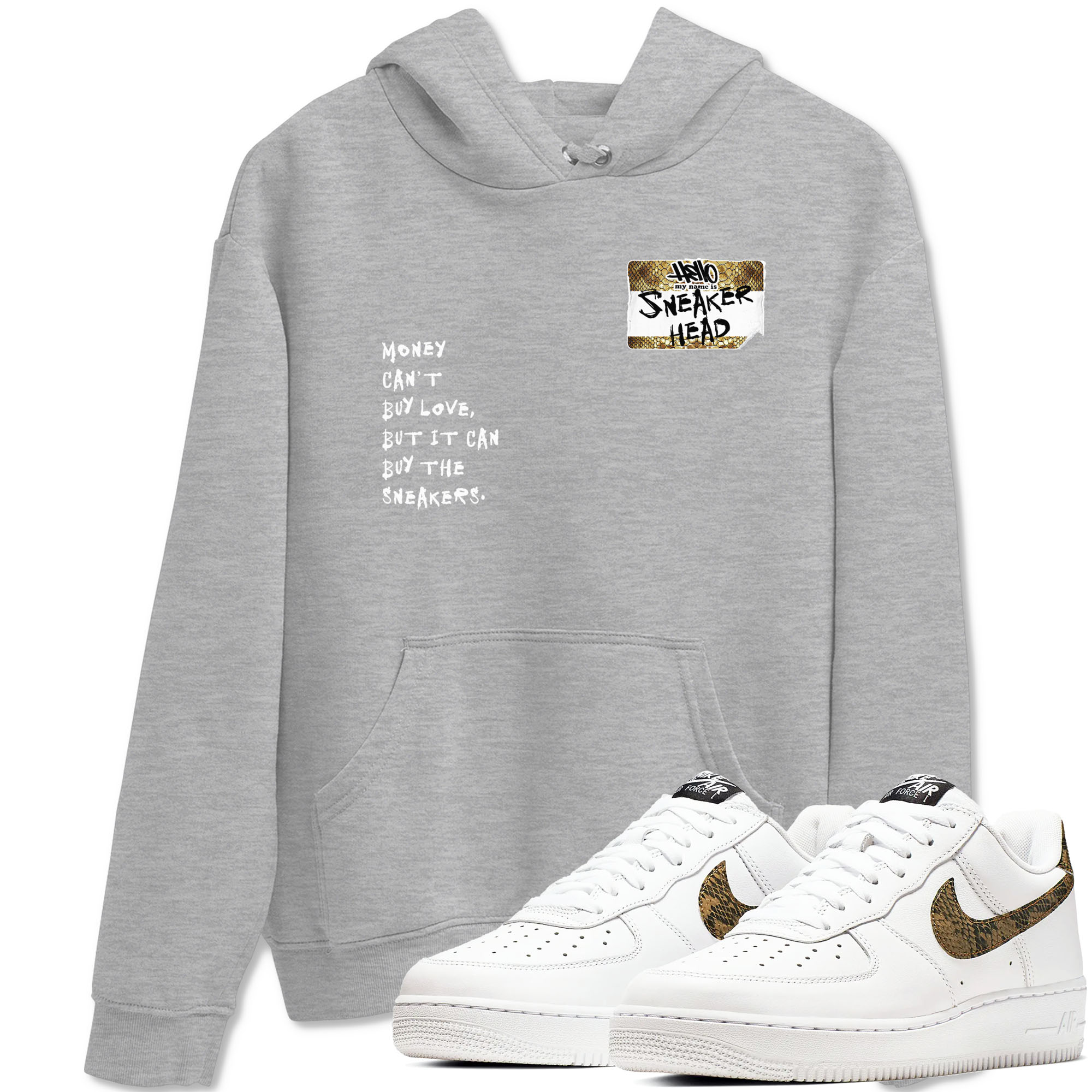 Air Force 1 Ivory Snake shirt to match jordans Sneakerhead Badge sneaker tees Air Force 1 Ivory Snake Drip Gear Zone unisex cotton Heather Grey 1 crew neck shirt