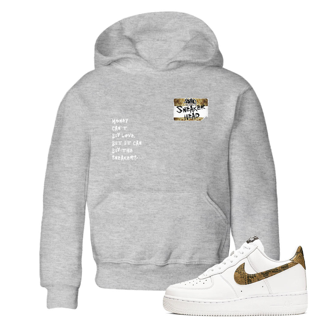 Air Force 1 Ivory Snake shirt to match jordans Sneakerhead Badge sneaker tees Air Force 1 Ivory Snake Drip Gear Zone baby toddler Heather Grey 1 cotton Shirt