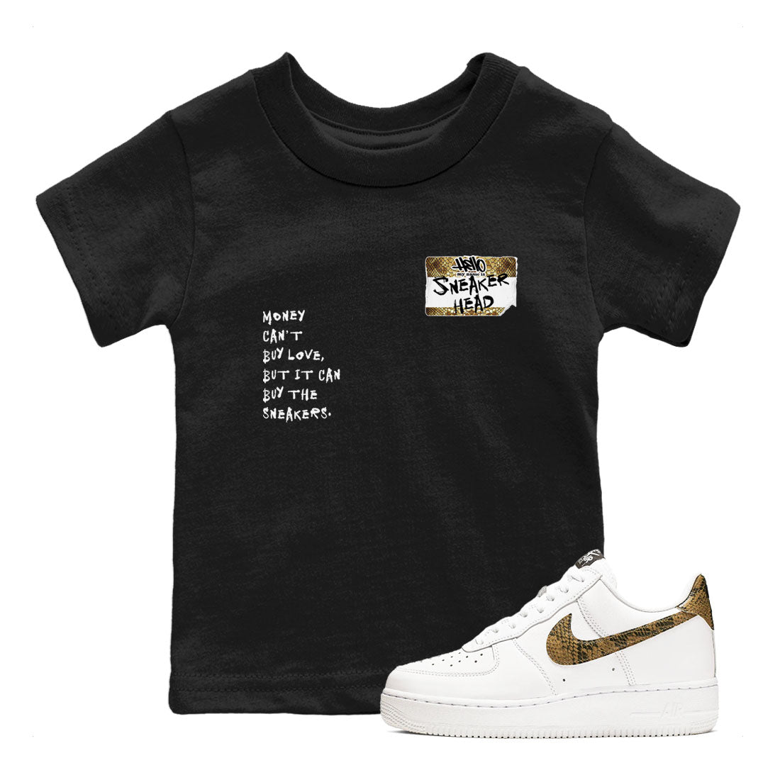 Air Force 1 Ivory Snake shirt to match jordans Sneakerhead Badge sneaker tees Air Force 1 Ivory Snake Drip Gear Zone baby toddler Black 1 cotton Shirt