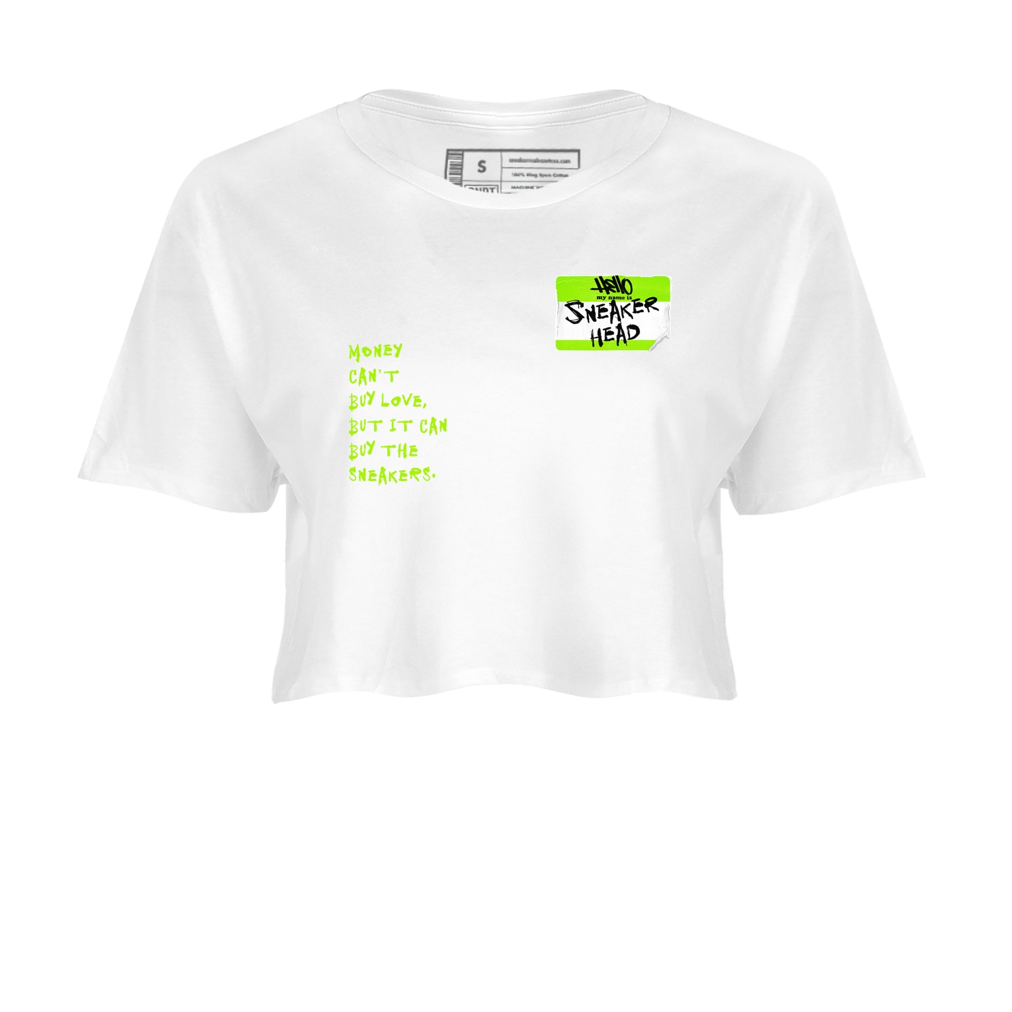 AF1 Volt shirts to match jordans Sneakerhead Badge sneaker match tees Air Force 1 Volt match shoes to clothes Drip Gear Zone unisex cotton White 2 crop tee