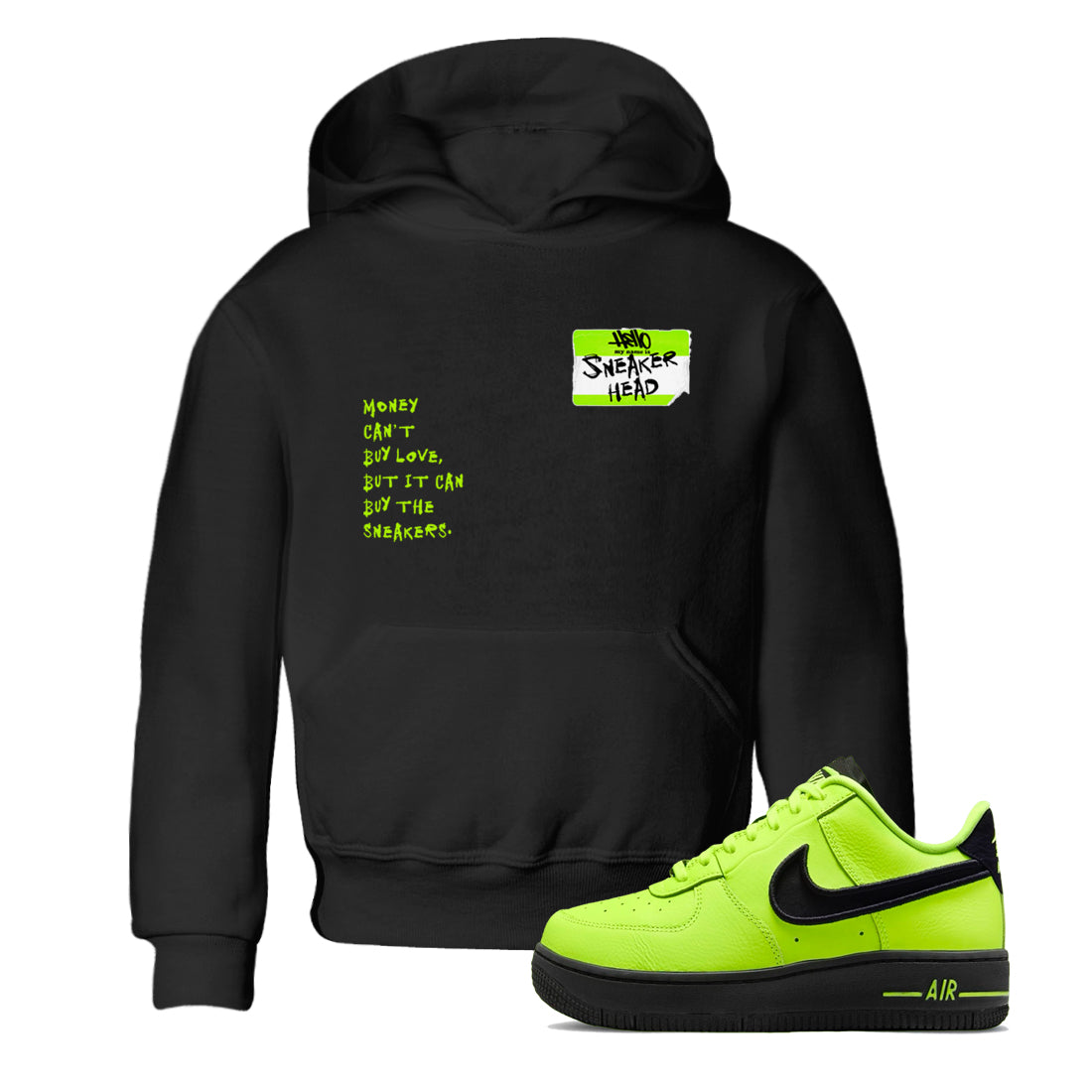 AF1 Volt shirts to match jordans Sneakerhead Badge sneaker match tees Air Force 1 Volt match shoes to clothes Drip Gear Zone Youth Baby Black 1 tee