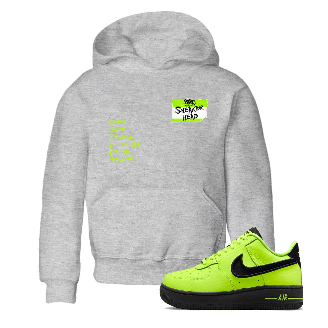AF1 Volt shirts to match jordans Sneakerhead Badge sneaker match tees Air Force 1 Volt match shoes to clothes Drip Gear Zone Youth Baby Heather Grey 1 tee