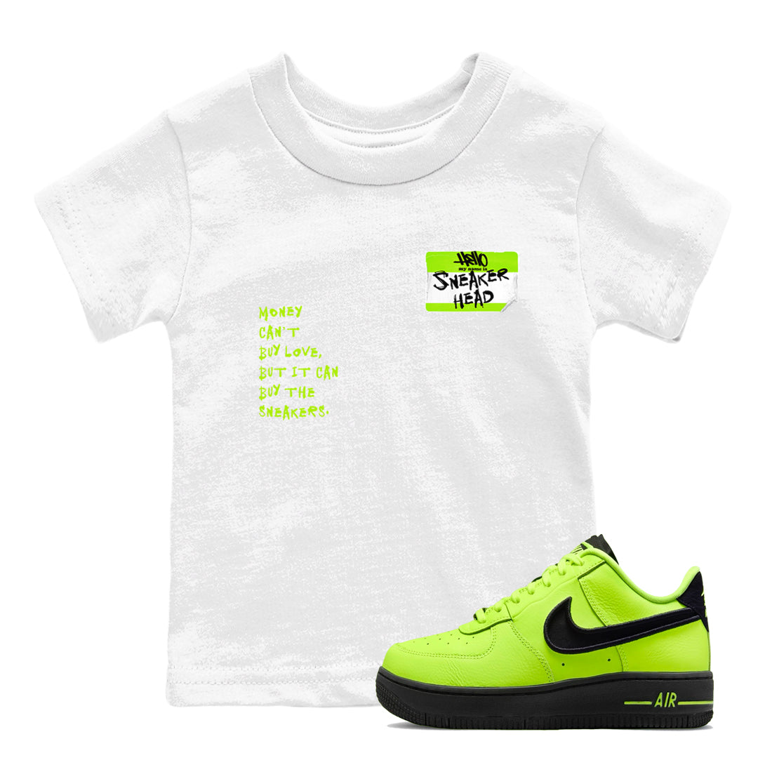 AF1 Volt shirts to match jordans Sneakerhead Badge sneaker match tees Air Force 1 Volt match shoes to clothes Drip Gear Zone Youth Baby White 1 tee