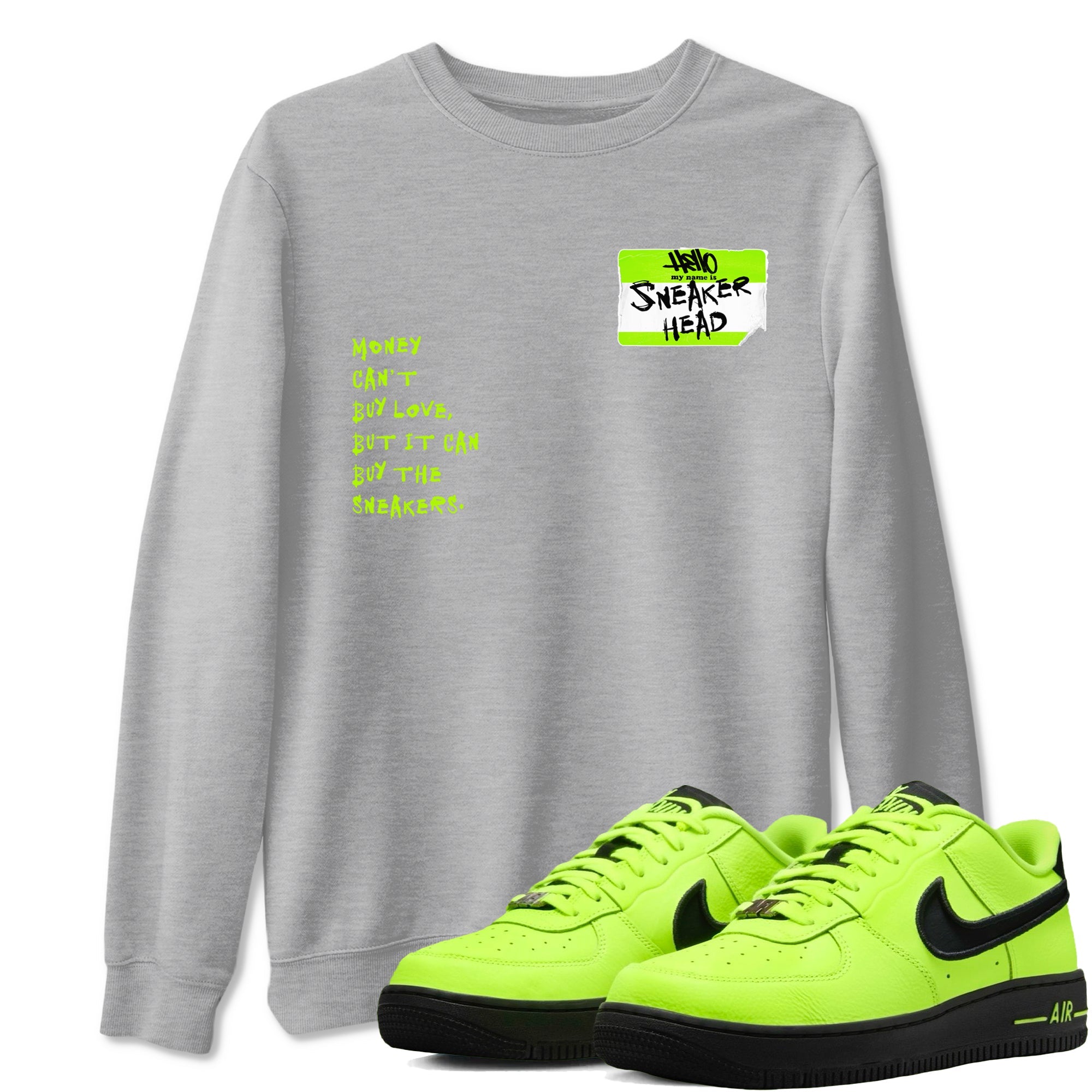 AF1 Volt shirts to match jordans Sneakerhead Badge sneaker match tees Air Force 1 Volt match shoes to clothes Drip Gear Zone unisex cotton Heather Grey 1 shirts