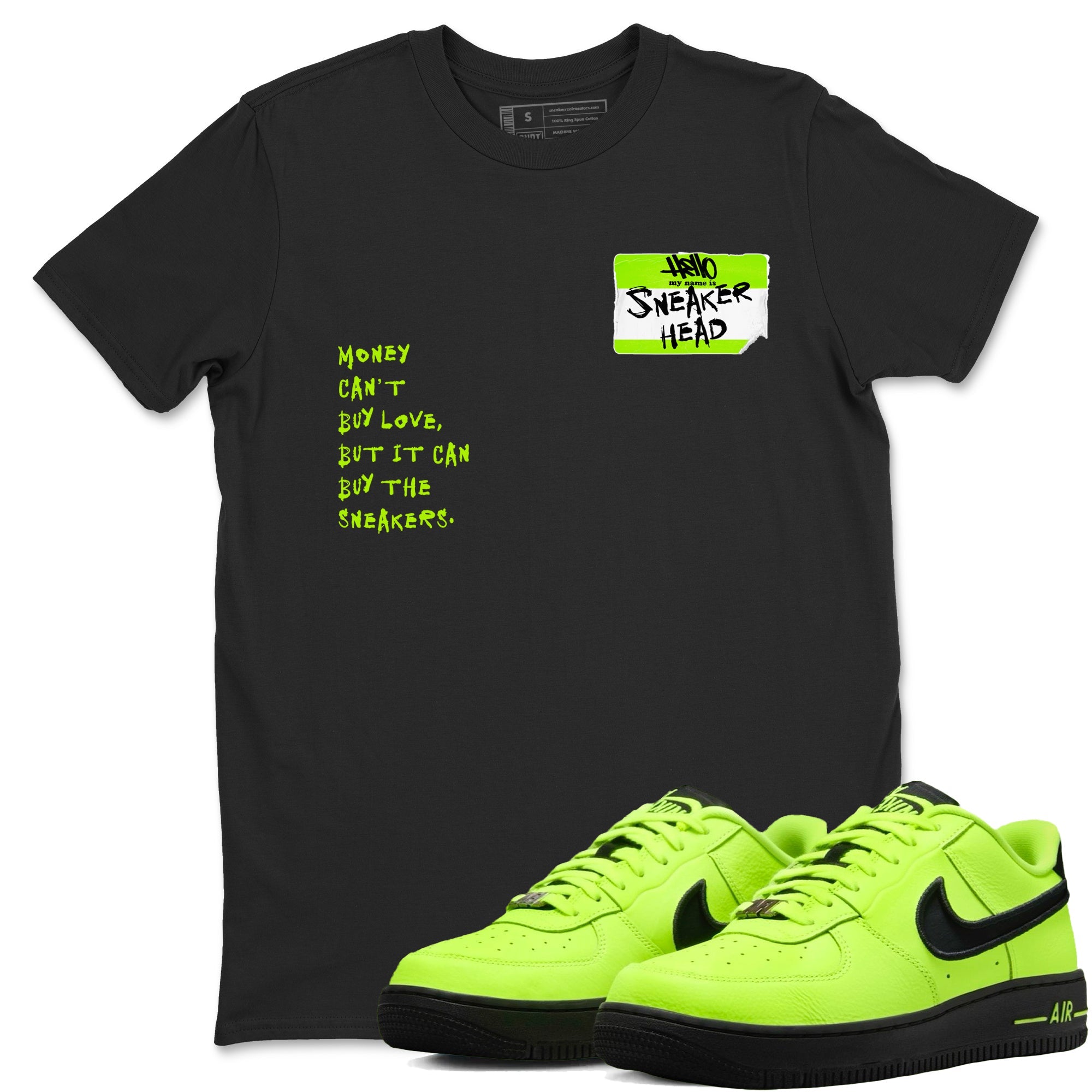 AF1 Volt shirts to match jordans Sneakerhead Badge sneaker match tees Air Force 1 Volt match shoes to clothes Drip Gear Zone unisex cotton Black 1 shirts