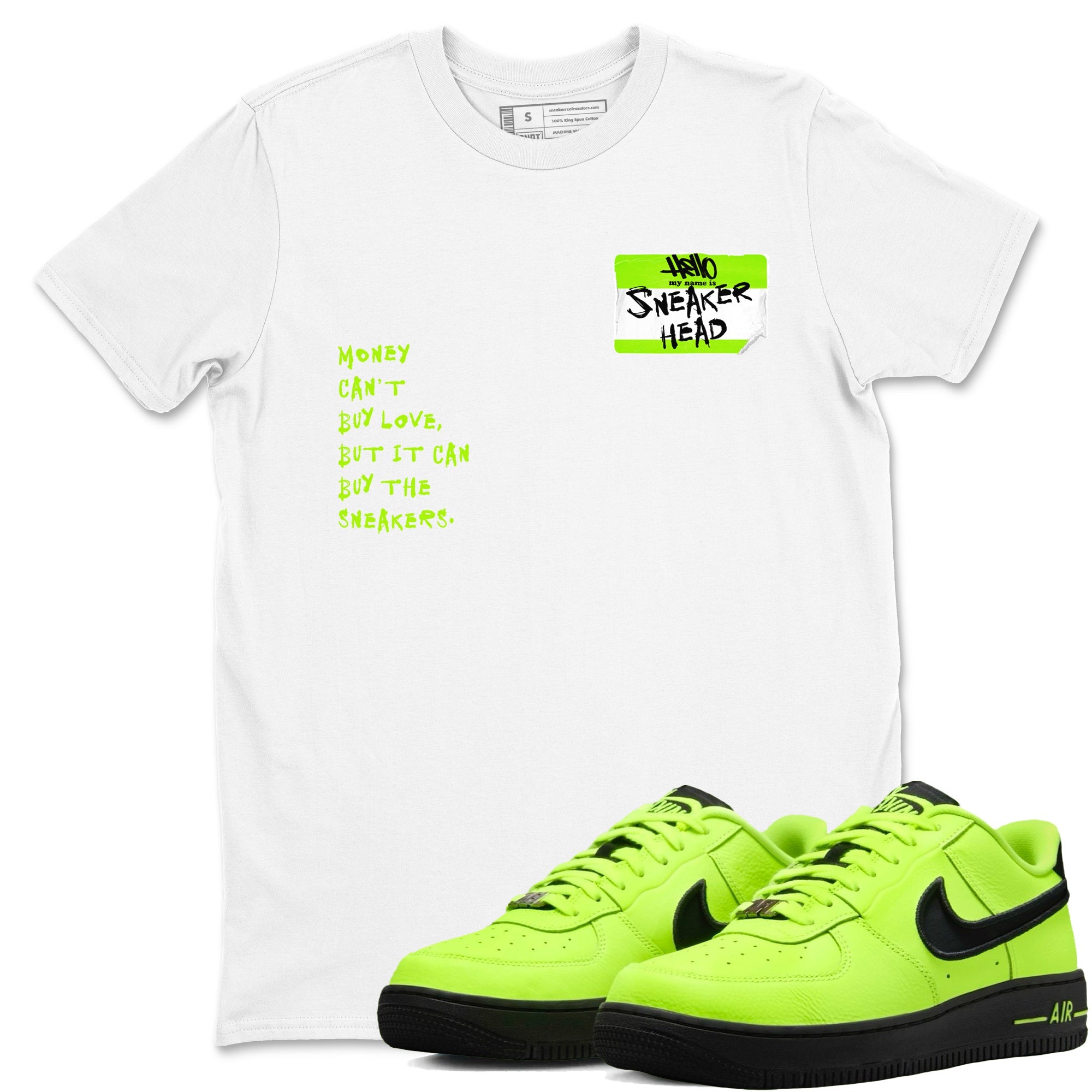 AF1 Volt shirts to match jordans Sneakerhead Badge sneaker match tees Air Force 1 Volt match shoes to clothes Drip Gear Zone unisex cotton White 1 shirts
