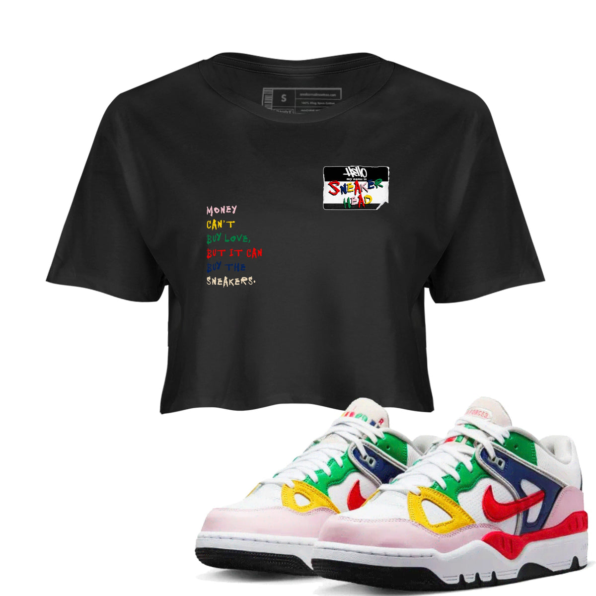 AF 3 Nigo shirtsto match jordans Sneakerhead Badge sneaker match tees Air Force 3 Low x Nigo Blue Void and Tour Yellow match shoes to clothes Drip Gear Zone unisex cotton Black 1 crop tee