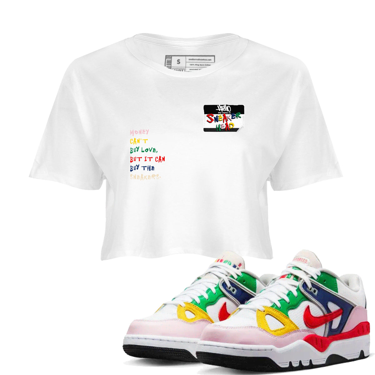 AF 3 Nigo shirtsto match jordans Sneakerhead Badge sneaker match tees Air Force 3 Low x Nigo Blue Void and Tour Yellow match shoes to clothes Drip Gear Zone unisex cotton White 1 crop tee