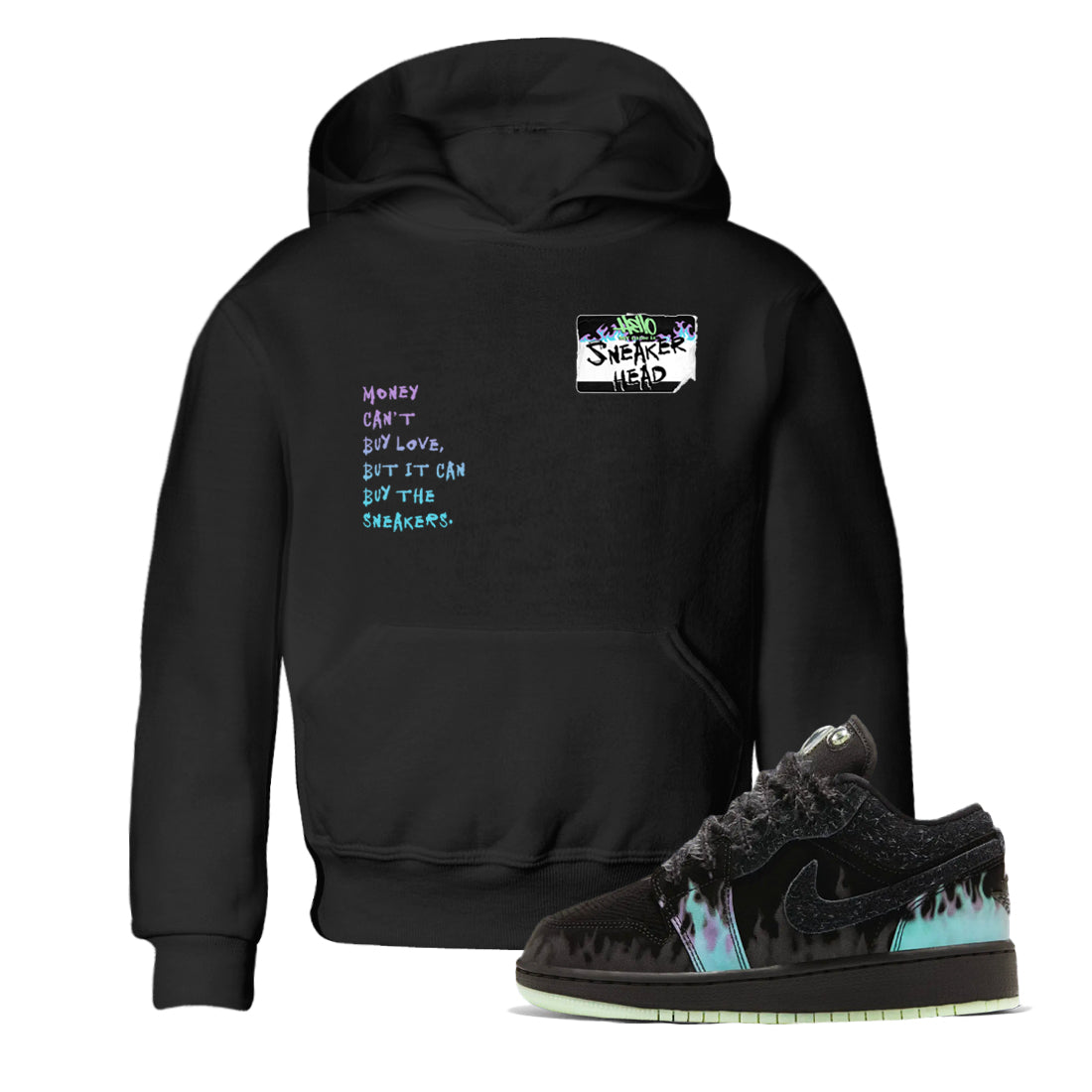 1s Fortune Fly shirts to match jordans Sneakerhead Badge sneaker match tees Air Jordan 1 Fortune Fly match shoes to clothes Drip Gear Zone Youth Baby Black 1 tee