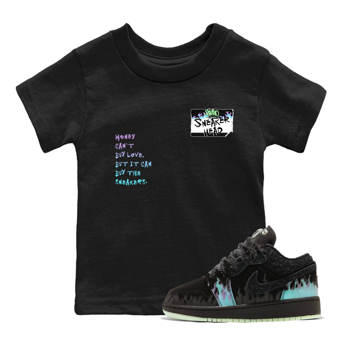 1s Fortune Fly shirts to match jordans Sneakerhead Badge sneaker match tees Air Jordan 1 Fortune Fly match shoes to clothes Drip Gear Zone Youth Baby Black 1 tee