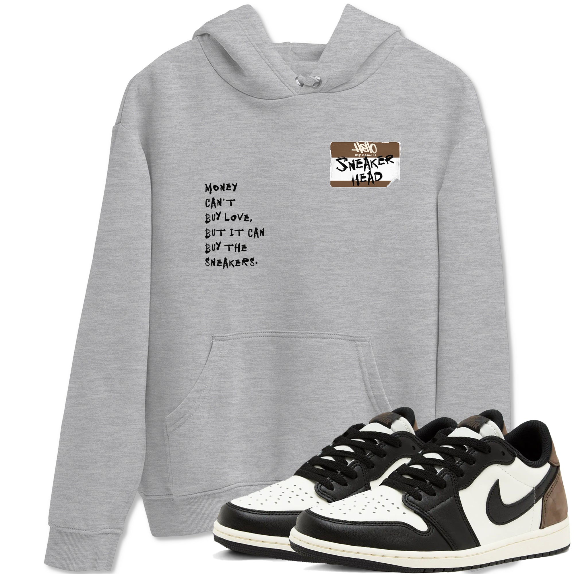 Air Jordan 1 Low Mocha shirts to match jordans Sneakerhead Badge sneaker match tees AJ1 Mocha Drip Gear Zone streetwear brand Heather Grey 1 unisex cotton tee