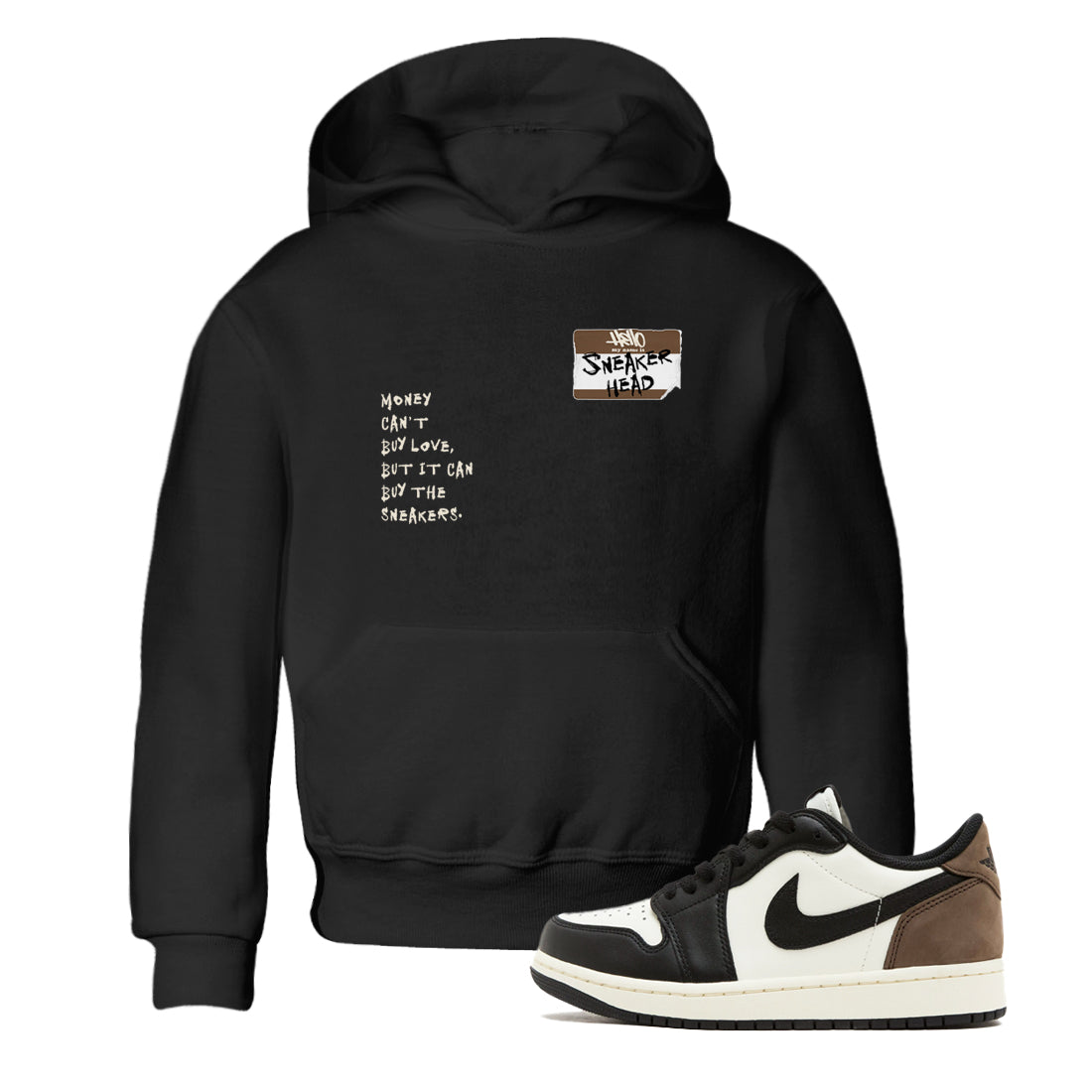 Air Jordan 1 Low Mocha shirts to match jordans Sneakerhead Badge sneaker match tees AJ1 Mocha Drip Gear Zone streetwear brand Baby and Youth Black 1 cotton tee